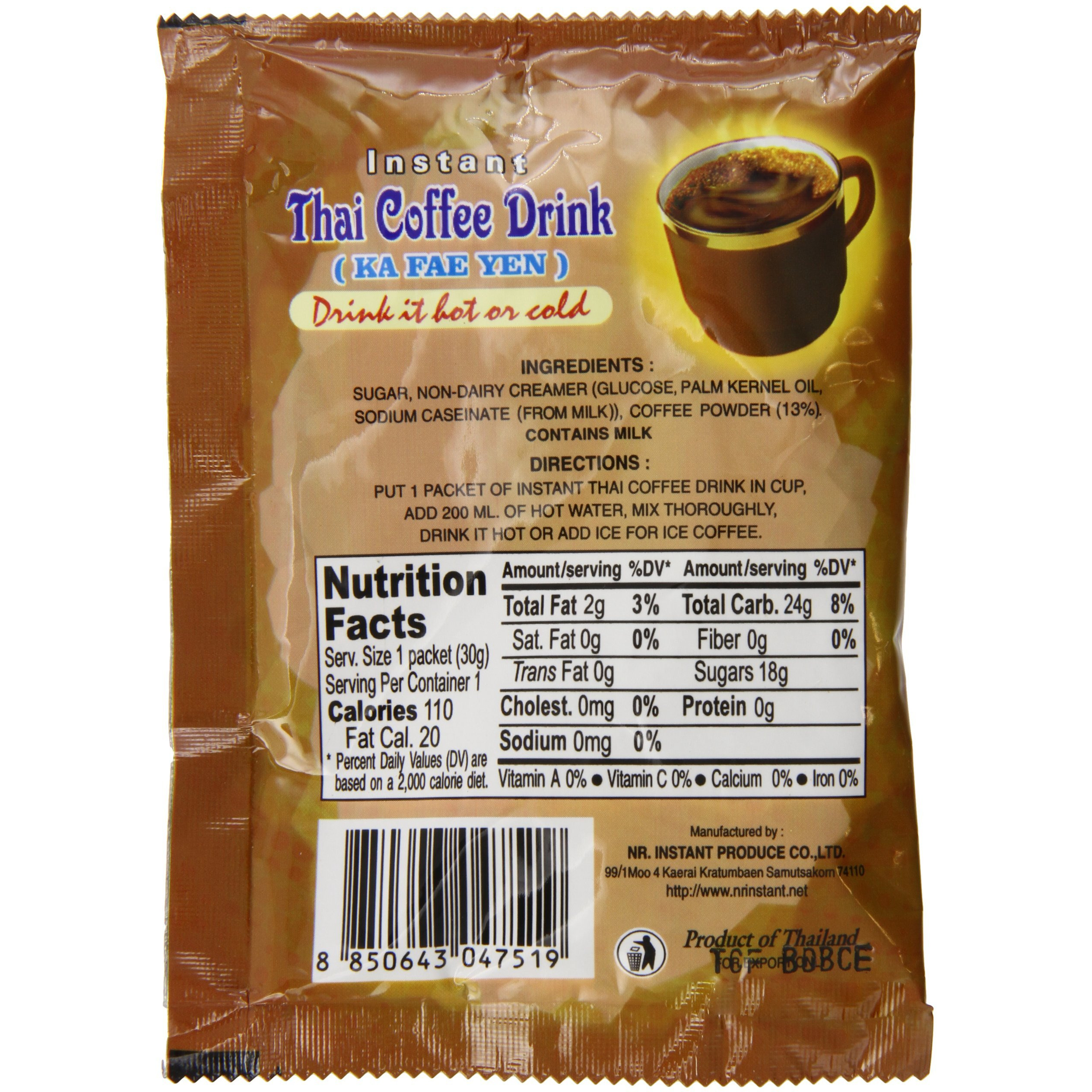 De De Instant Thai Coffee Drink, 12 Count