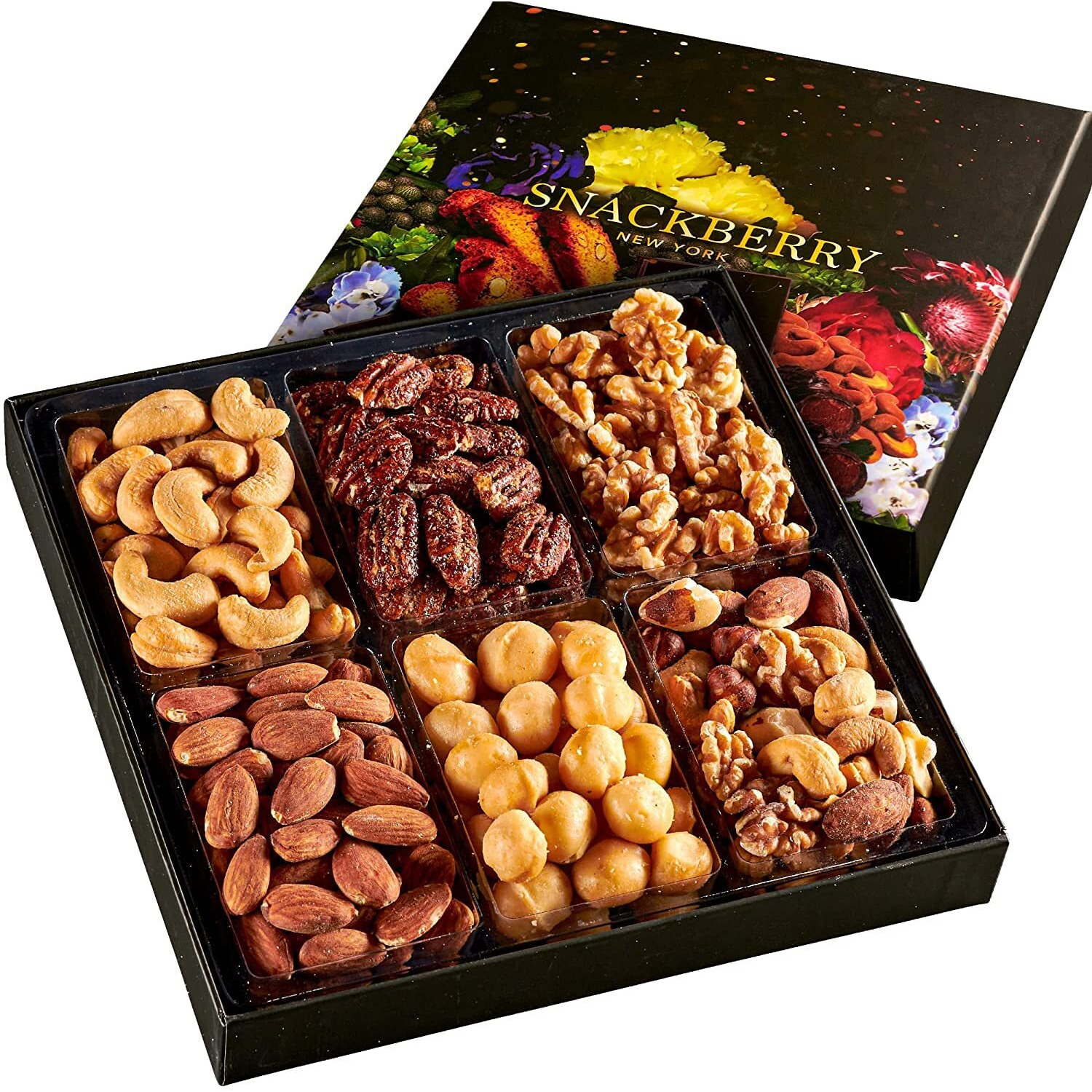 Nuts Gift Basket, Gourmet Snack Box,In Elegant Box, Gift Set For Fathers Day, Birthday Party, Care Package, Sympathy, Healthy Gift, Gift For Men And Women. Kosher, Snackberry (Single)