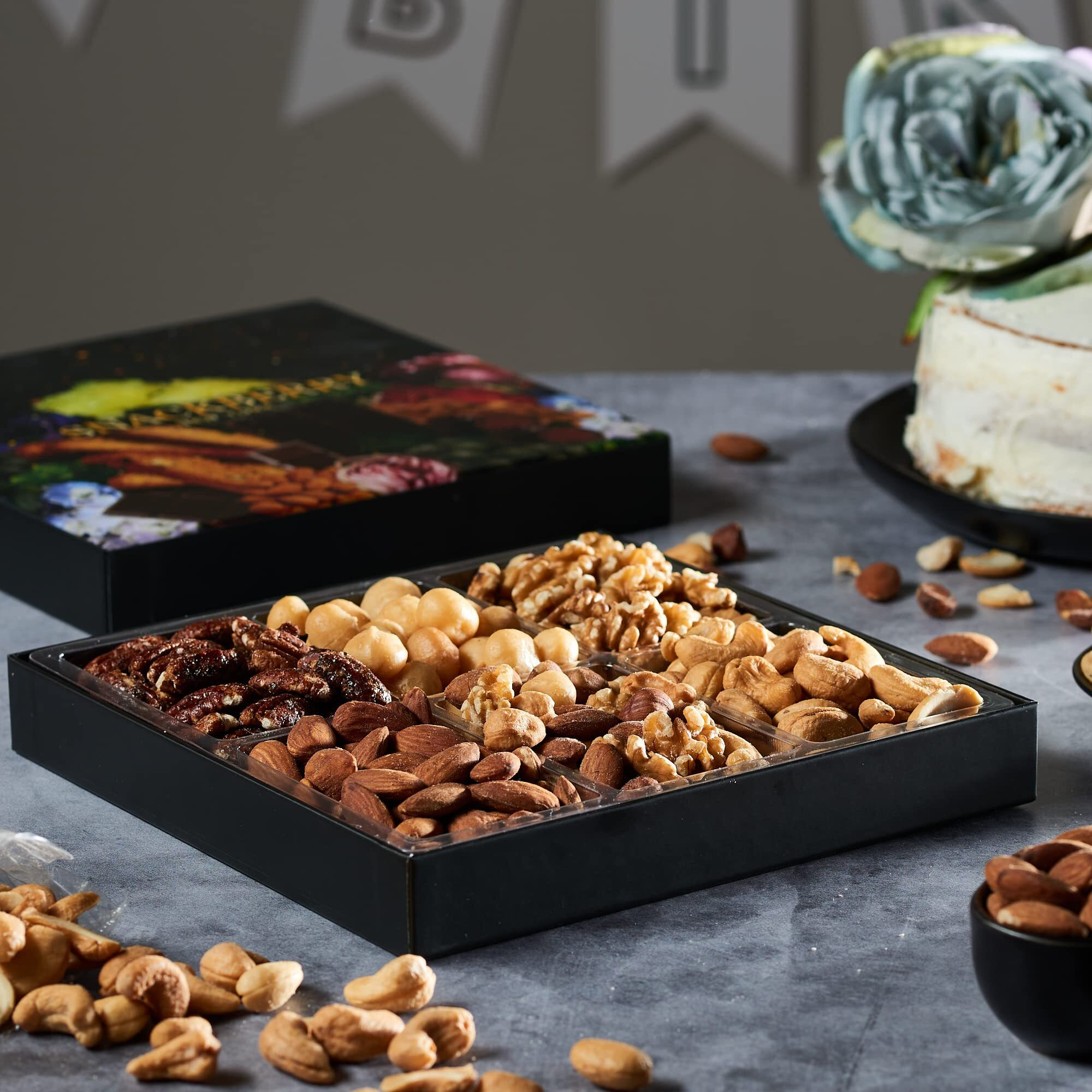 Nuts Gift Basket, Gourmet Snack Box,In Elegant Box, Gift Set For Fathers Day, Birthday Party, Care Package, Sympathy, Healthy Gift, Gift For Men And Women. Kosher, Snackberry (Single)