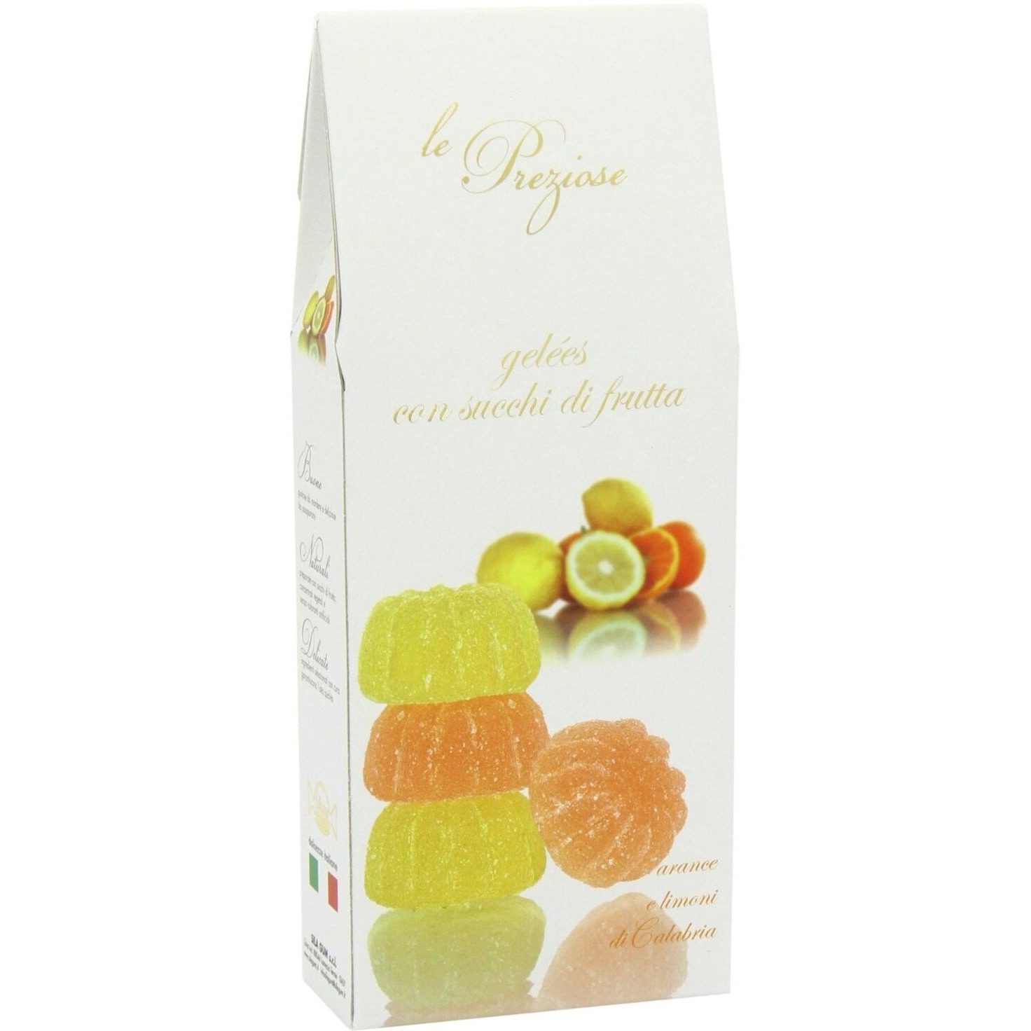Le Preziose Italian Fruit Jelly Sweets With Fruit Juice 7.9Oz (Orange & Lemon)