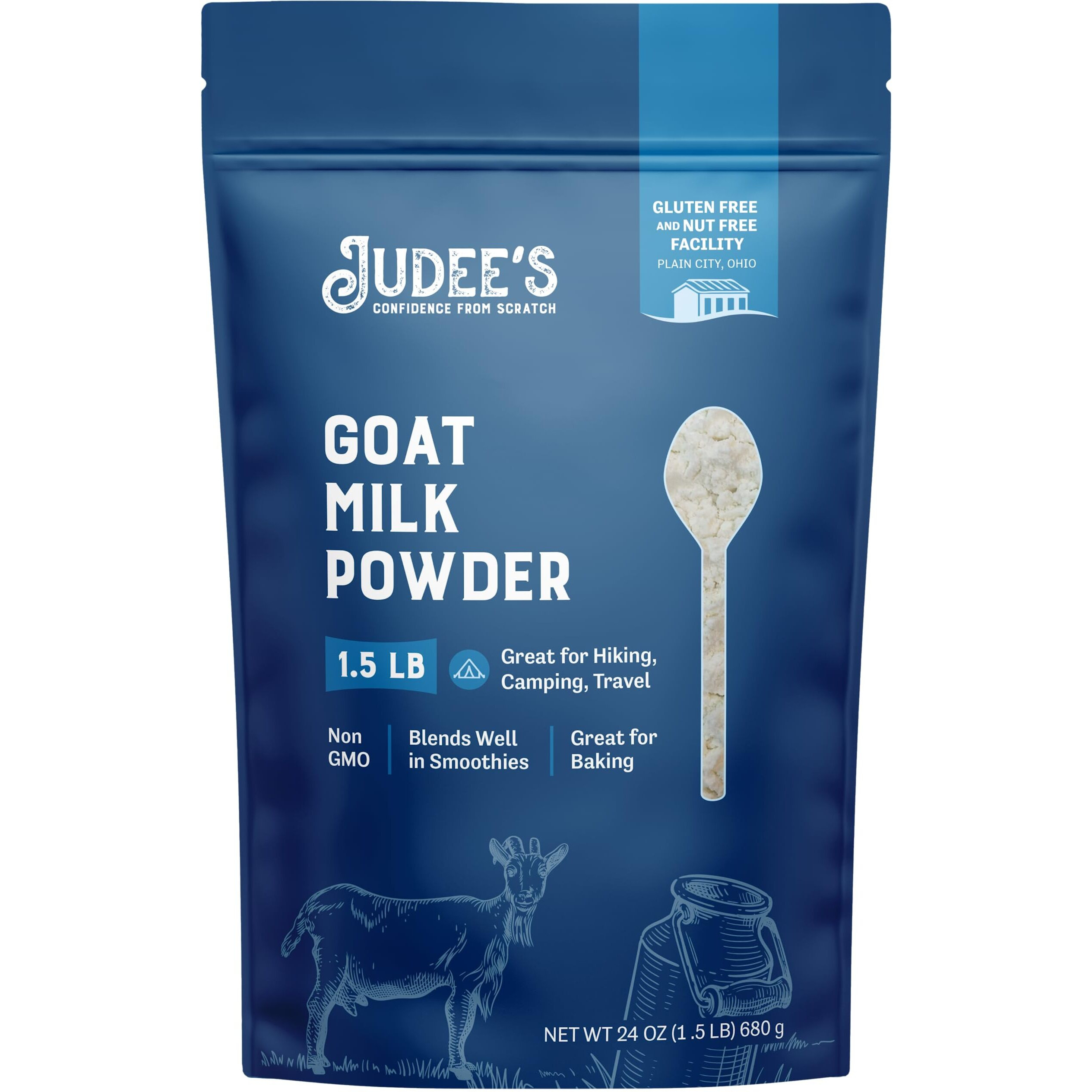Judee's Goat Milk Powder 1.5 Lb - Blends Well In Smoothies And Great For Baking - Convenient For Travel, Hiking, And Camping - Non-Gmo, Gluten-Free And Nut-Free