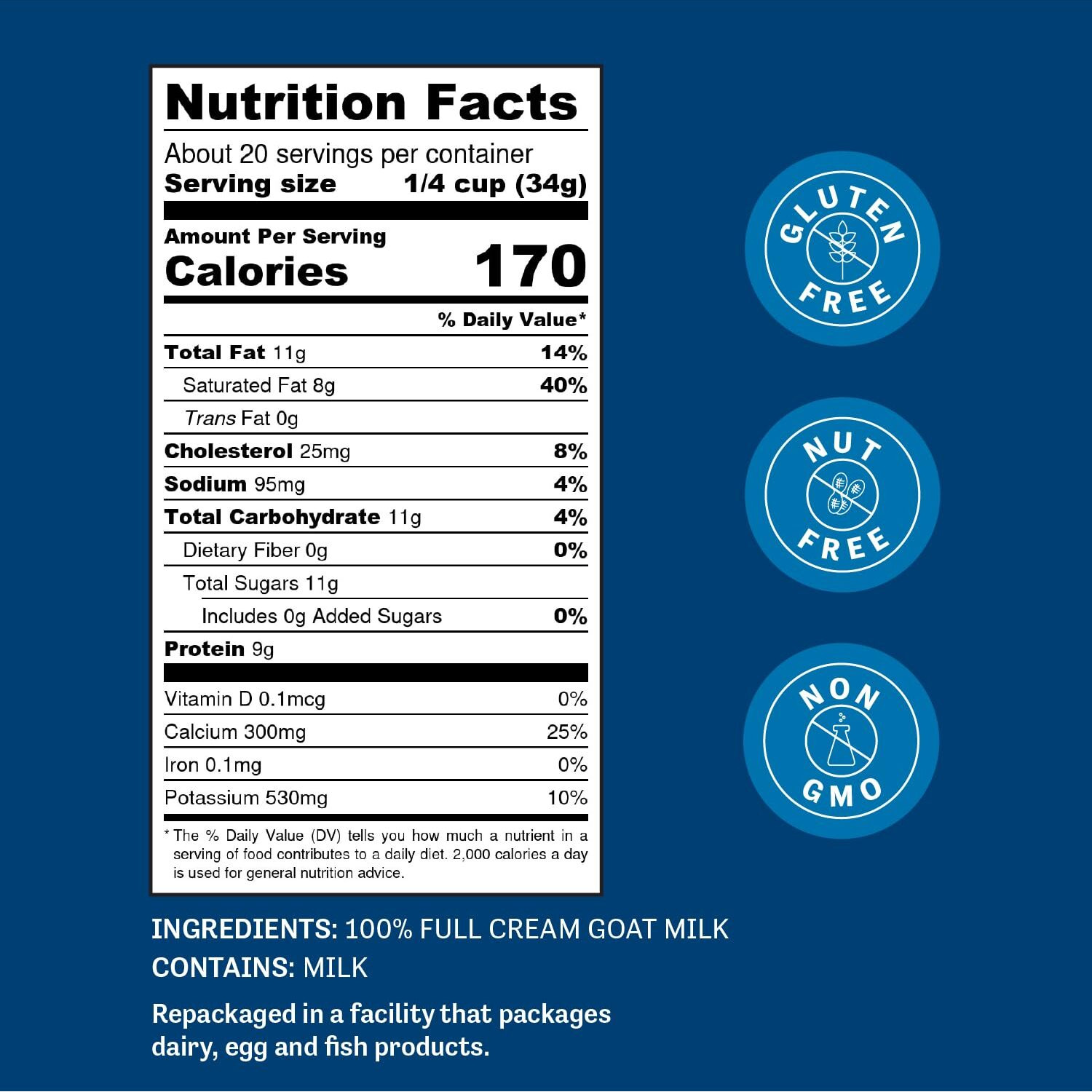 Judee's Goat Milk Powder 1.5 Lb - Blends Well In Smoothies And Great For Baking - Convenient For Travel, Hiking, And Camping - Non-Gmo, Gluten-Free And Nut-Free