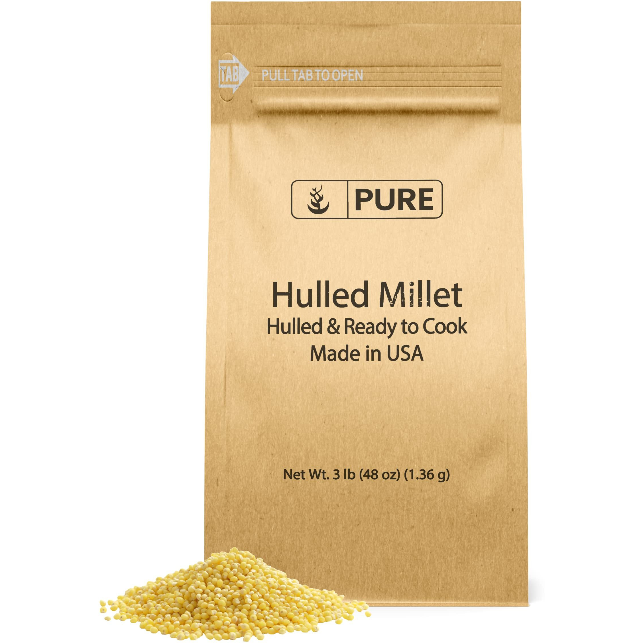 Pure Original Ingredients Hulled Millet (3 Lb) Whole Grain, Hulled & Ready To Cook, Healthy Substitute For Rice