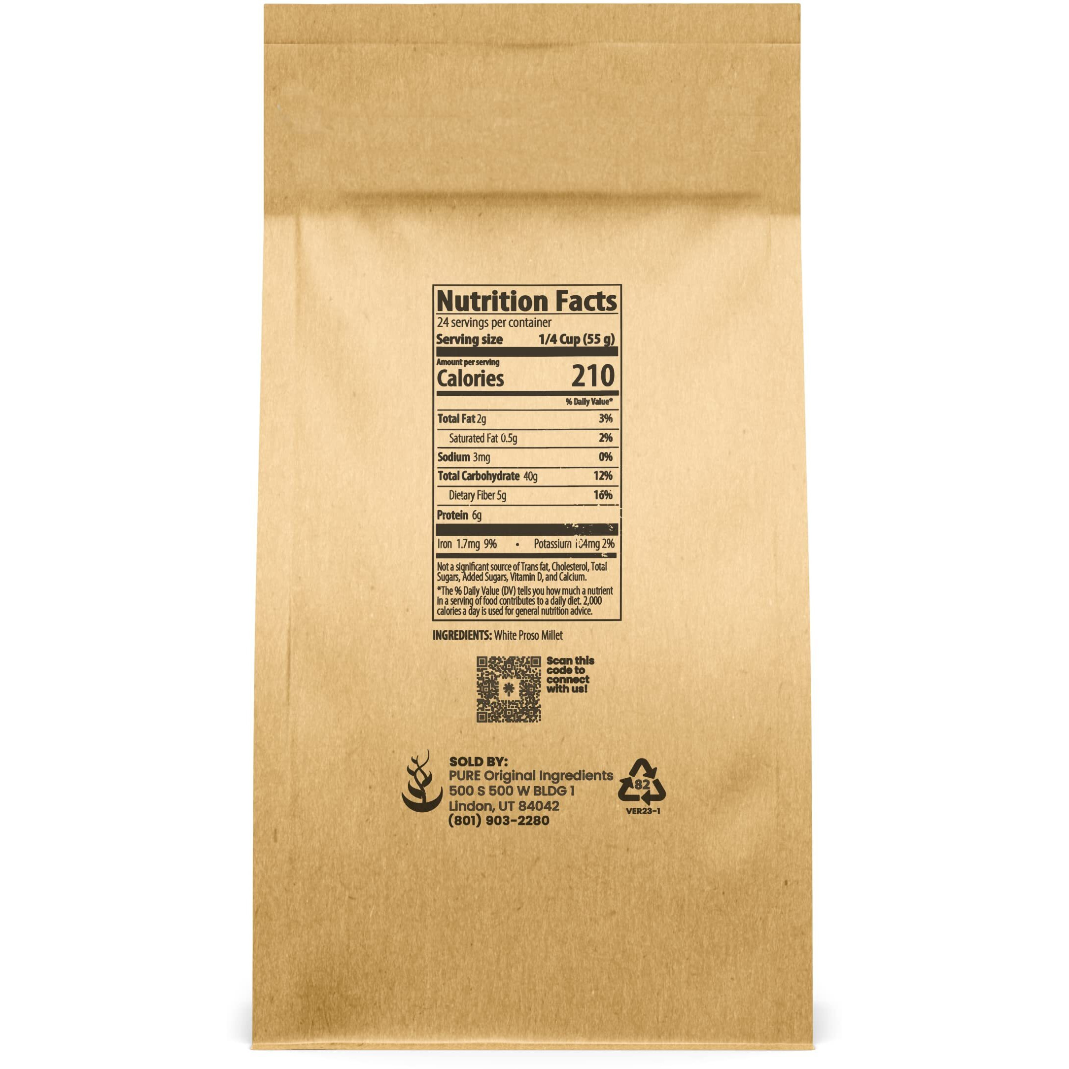 Pure Original Ingredients Hulled Millet (3 Lb) Whole Grain, Hulled & Ready To Cook, Healthy Substitute For Rice