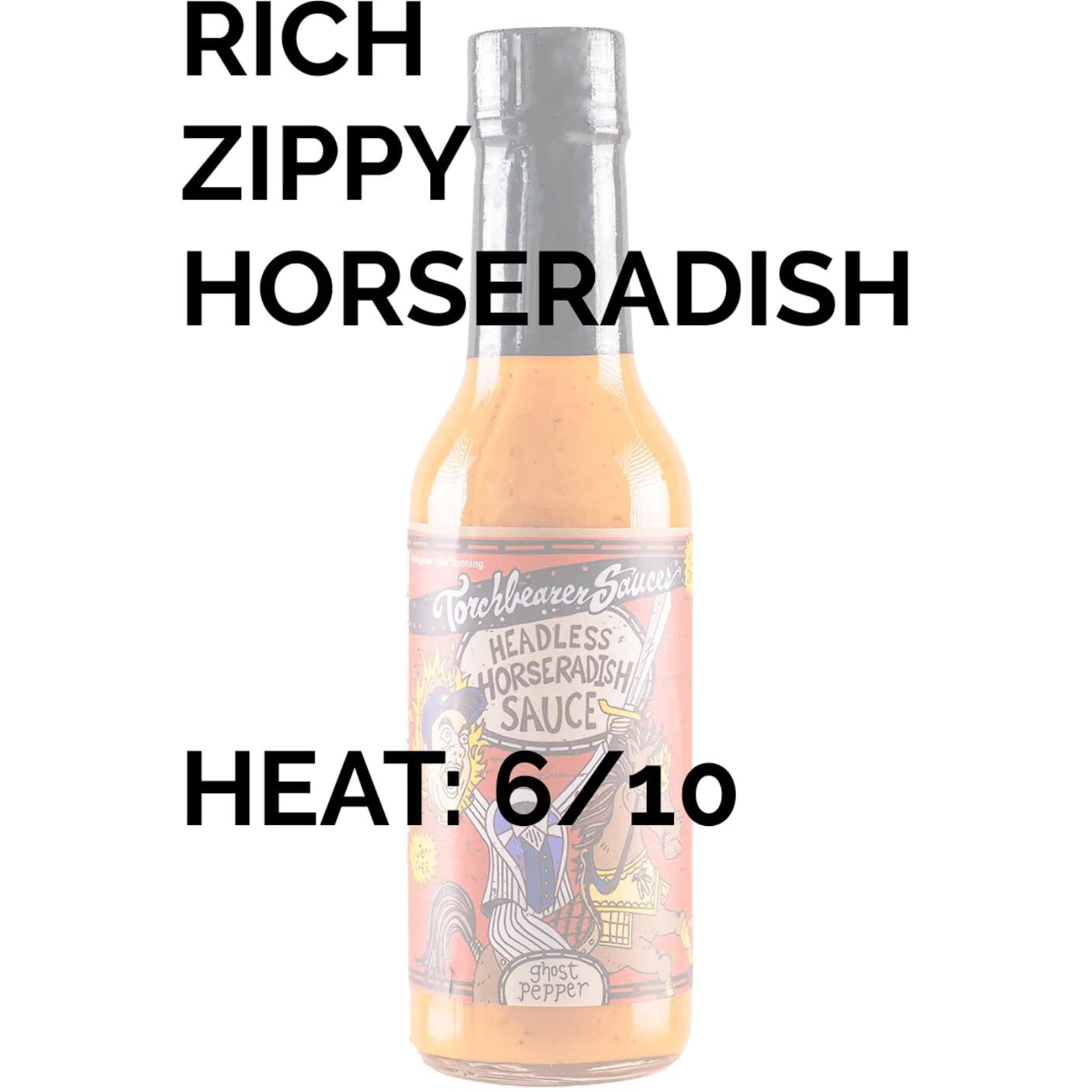 Headless Horseradish By Torchbearer Sauces, Fiery Heat Hot Sauce With Flavors Of Horseradish, Garlic & Dry Mustard, Made With All Natural Ingredients, 5 Fl Oz Bottle (1-Pack)