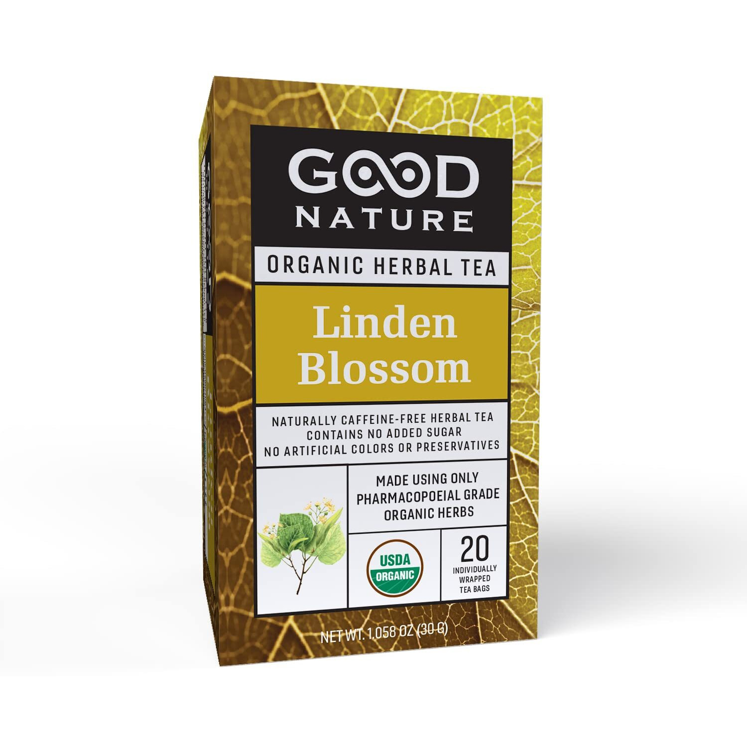 Good Nature Organic Linden Blossom Tea, 1.07 Ounce, 20 Tea Bags