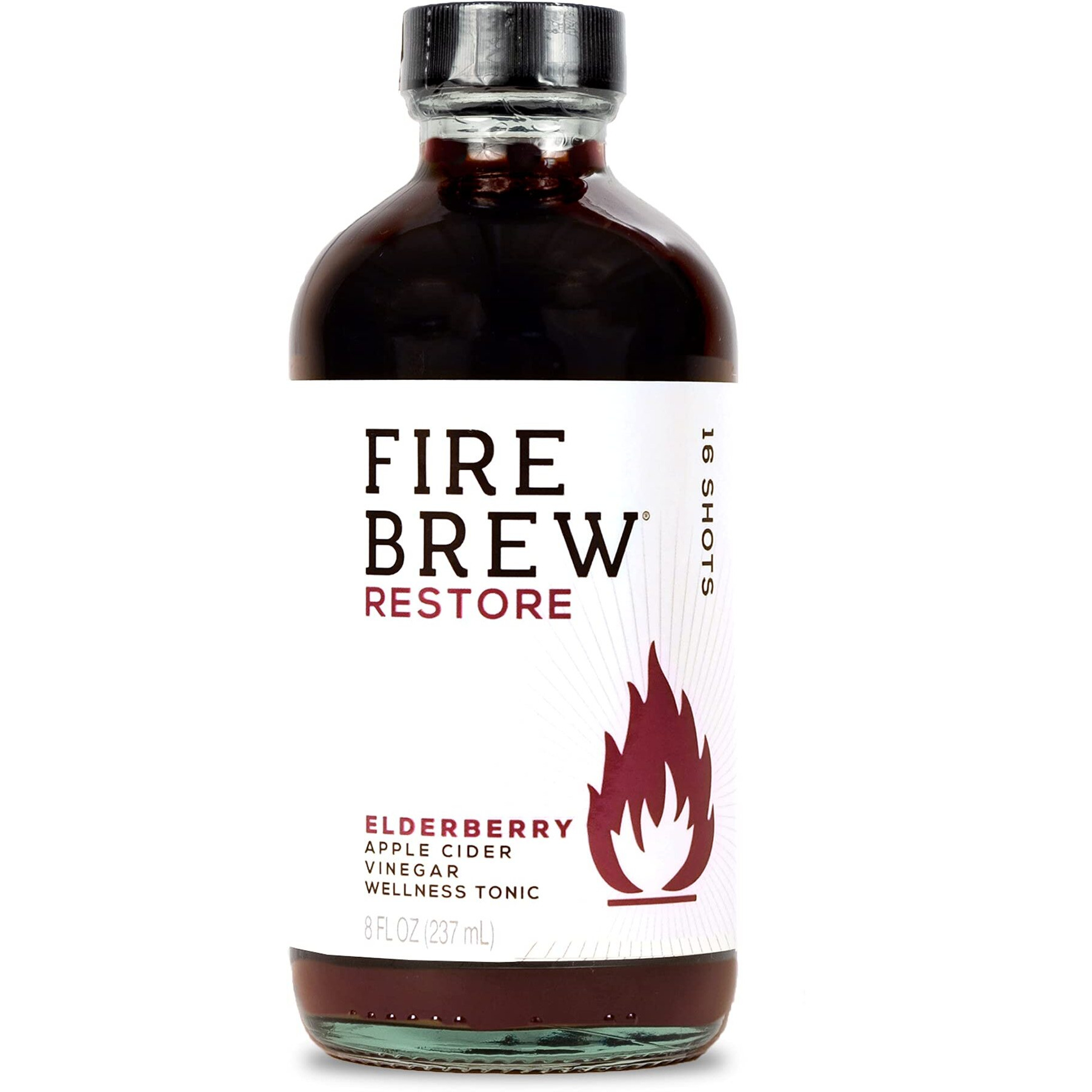 Fire Brew Restore - Elderberry Apple Cider Vinegar Wellness Tonic | 16 Concentrated Shots Of Healthiest Organic Ingredients Rich In Antioxidants & Vitamins To Strengthen Immune System - 8Oz