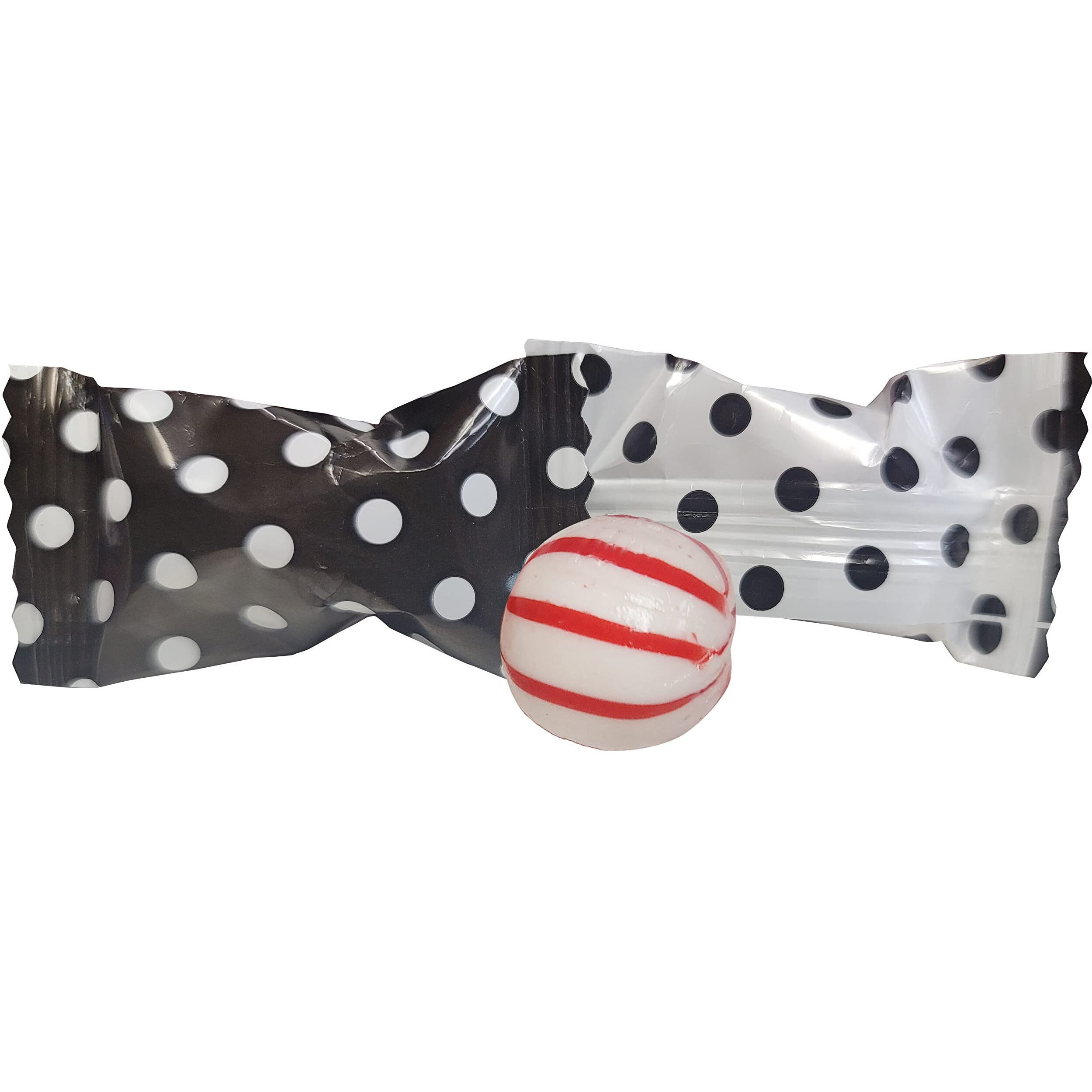 Polka Dot Peppermint Balls 100Ct - After Dinner Mints Individually Wrapped - Soft & Savory (Black And White)