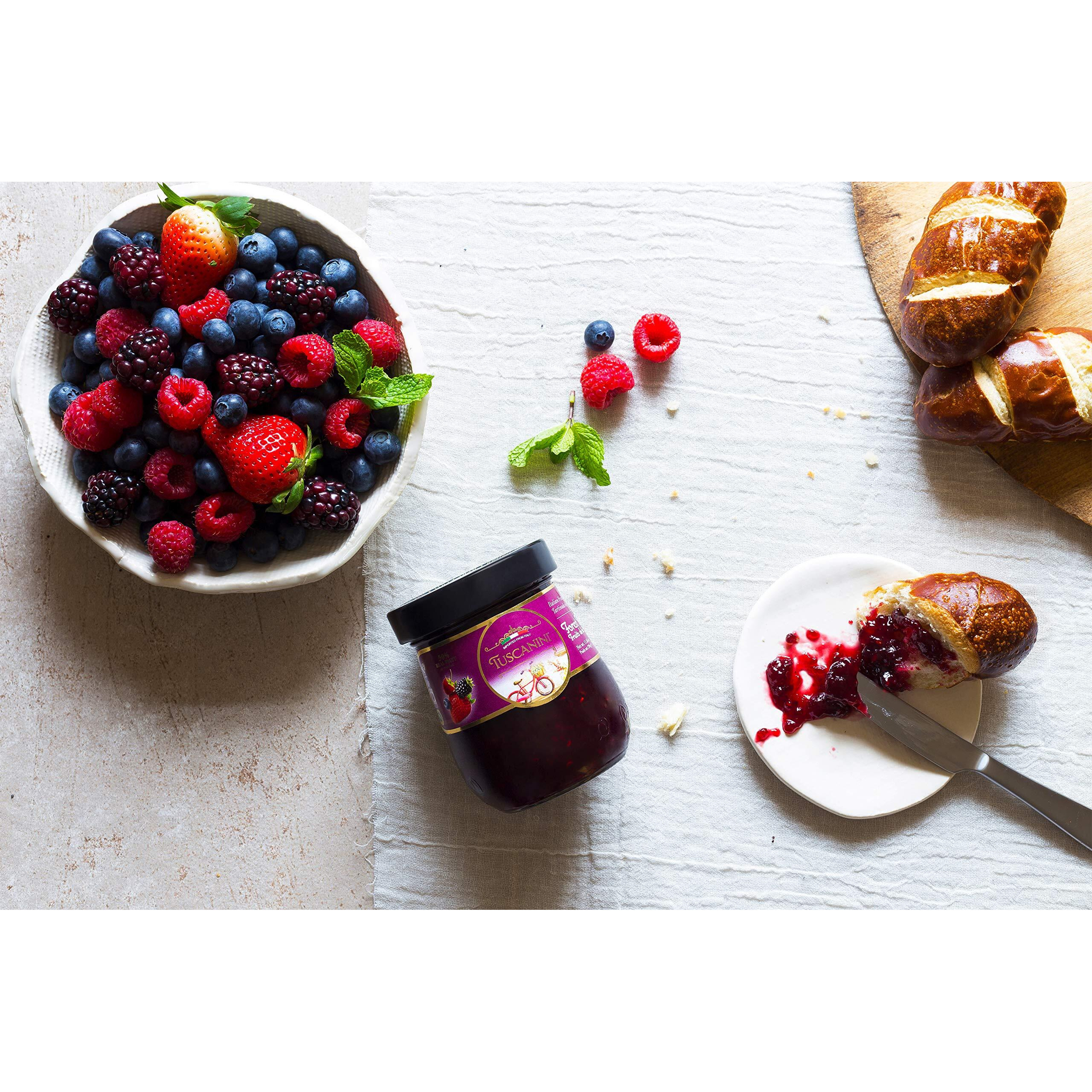 Tuscanini Premium Italian Forest Fruits Preserves, 11.64 Oz Jar, Spreadable Fruit Jam, No High Fructose Corn Syrup, No Preservatives, Non Gmo, Gluten Free