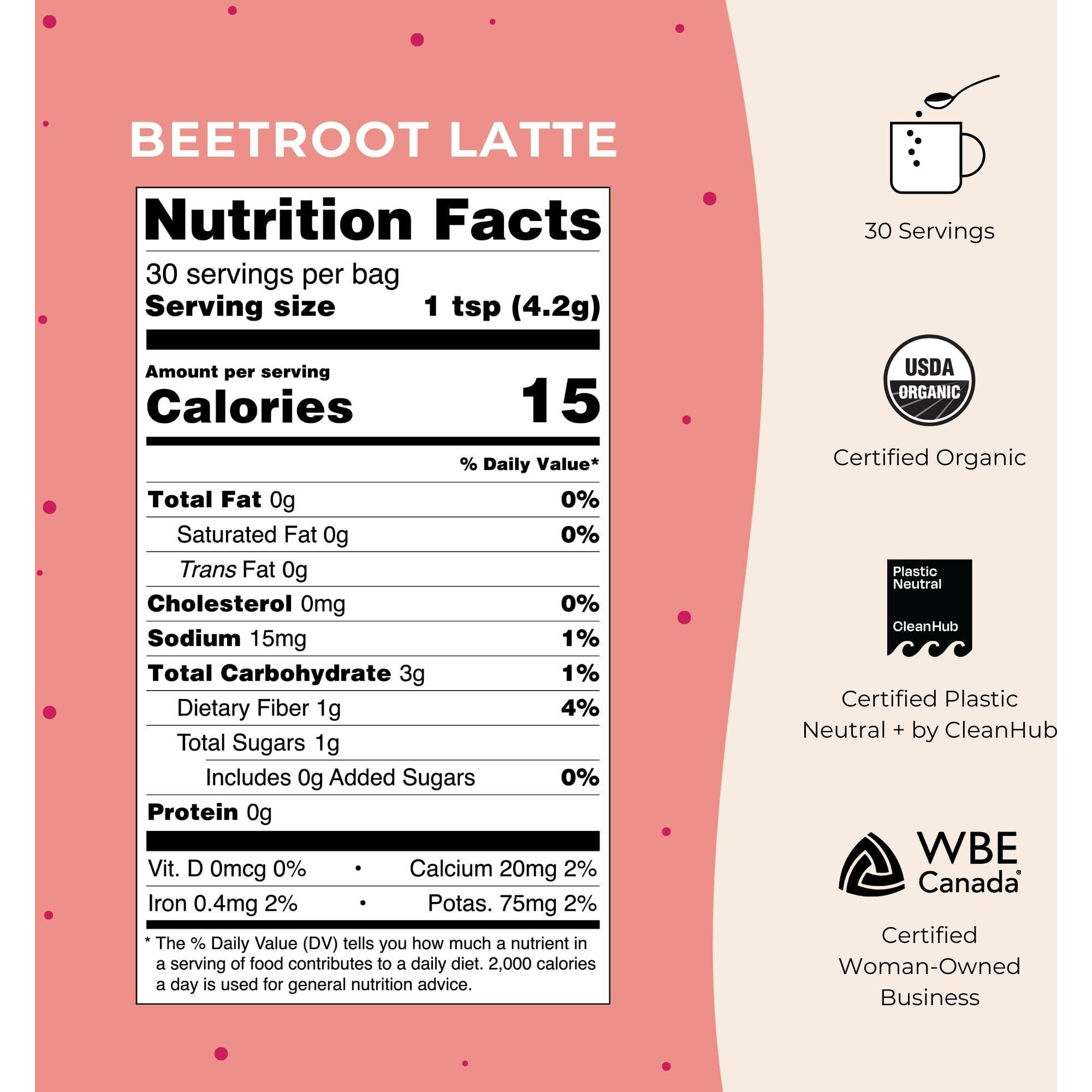 Blume Beetroot Latte | Energizing Beet Powder Blend With Clove, Cinnamon, & Ginger | Antioxident Rich And Caffeine Free | Vegan, Keto Friendly, & Gluten Free | 30 Servings