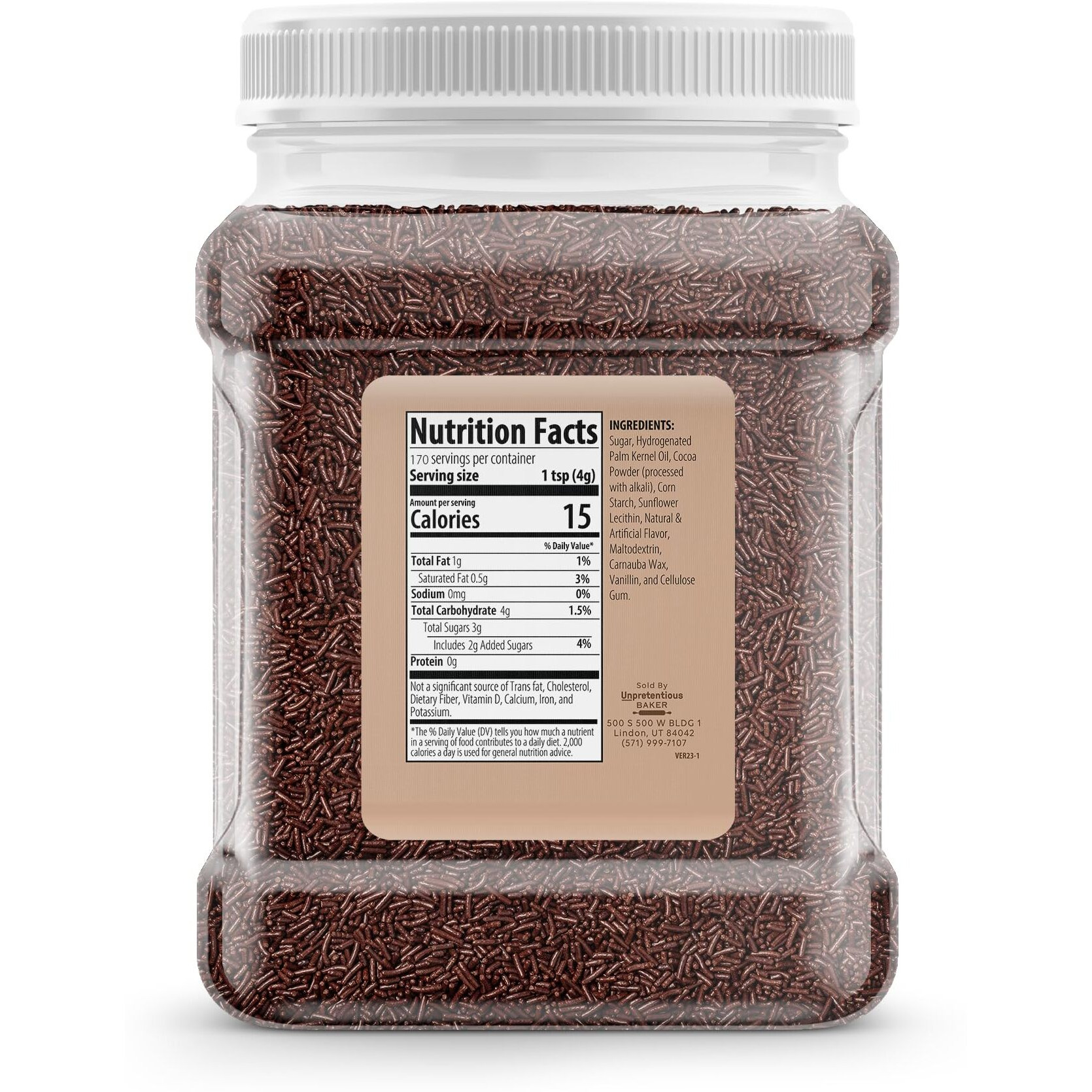 Unpretentious Chocolate Sprinkles, 4 Cups, Made With Real Cocoa, Decorative Dessert Topping