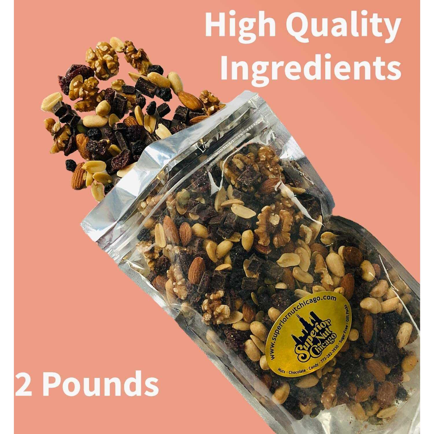 Brain Booster Nut Seed And Fruit Mix - Walnuts, Almonds, Peanuts And A Touch Of Sweetness From Dried Cranberries, Blueberries, And Chocolate. (1.75 Pound Bag)