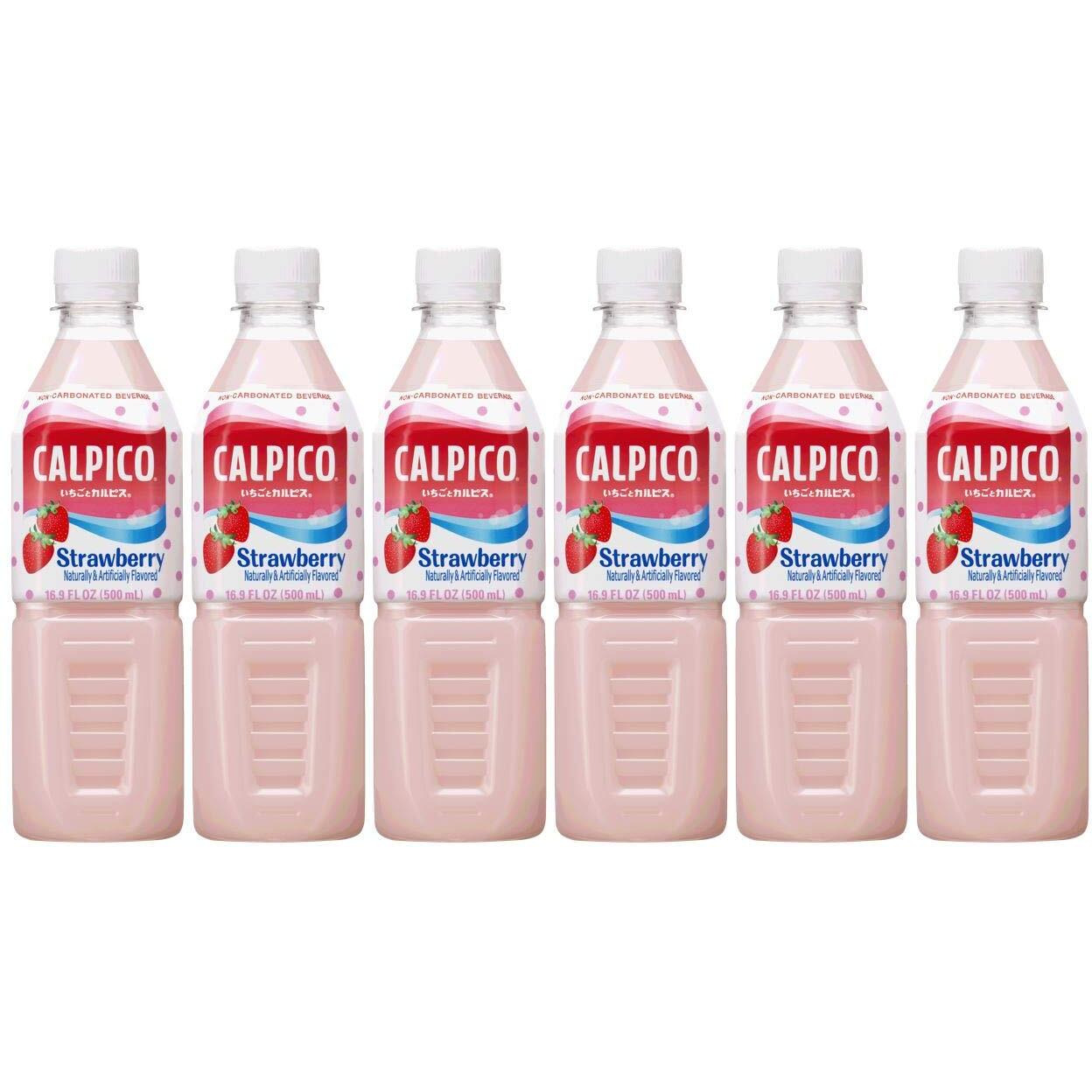 Calpico Strawberry, Non-Carbonated Drink, Japanese Beverage Contains Strawberry Juice Concentrate, Sweet And Tangy Asian Drink, 16.9 Fl Oz. (Pack Of 6)