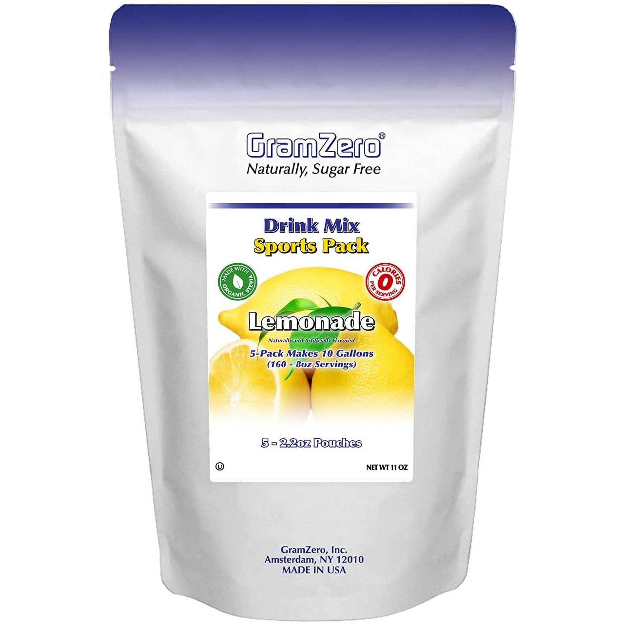 Gramzero Lemonade Sugar Free Drink Mix Sports Pack, Great For Nutrition Club Loaded Teas, Zero Calorie, Stevia Sweetened
