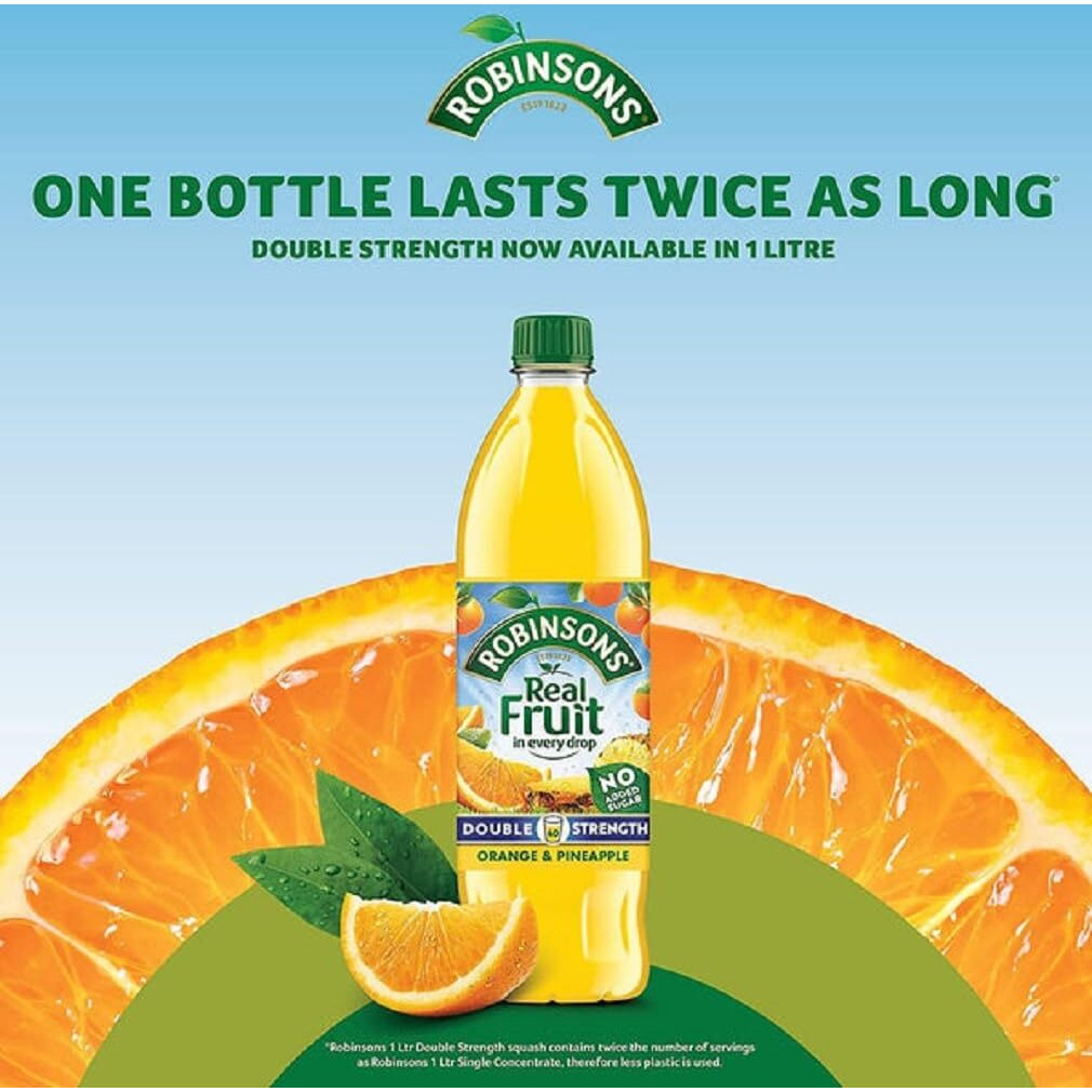 Robinsons Double Strength Orange & Pineapple Fruit Squash No Added Sugar 1000Ml