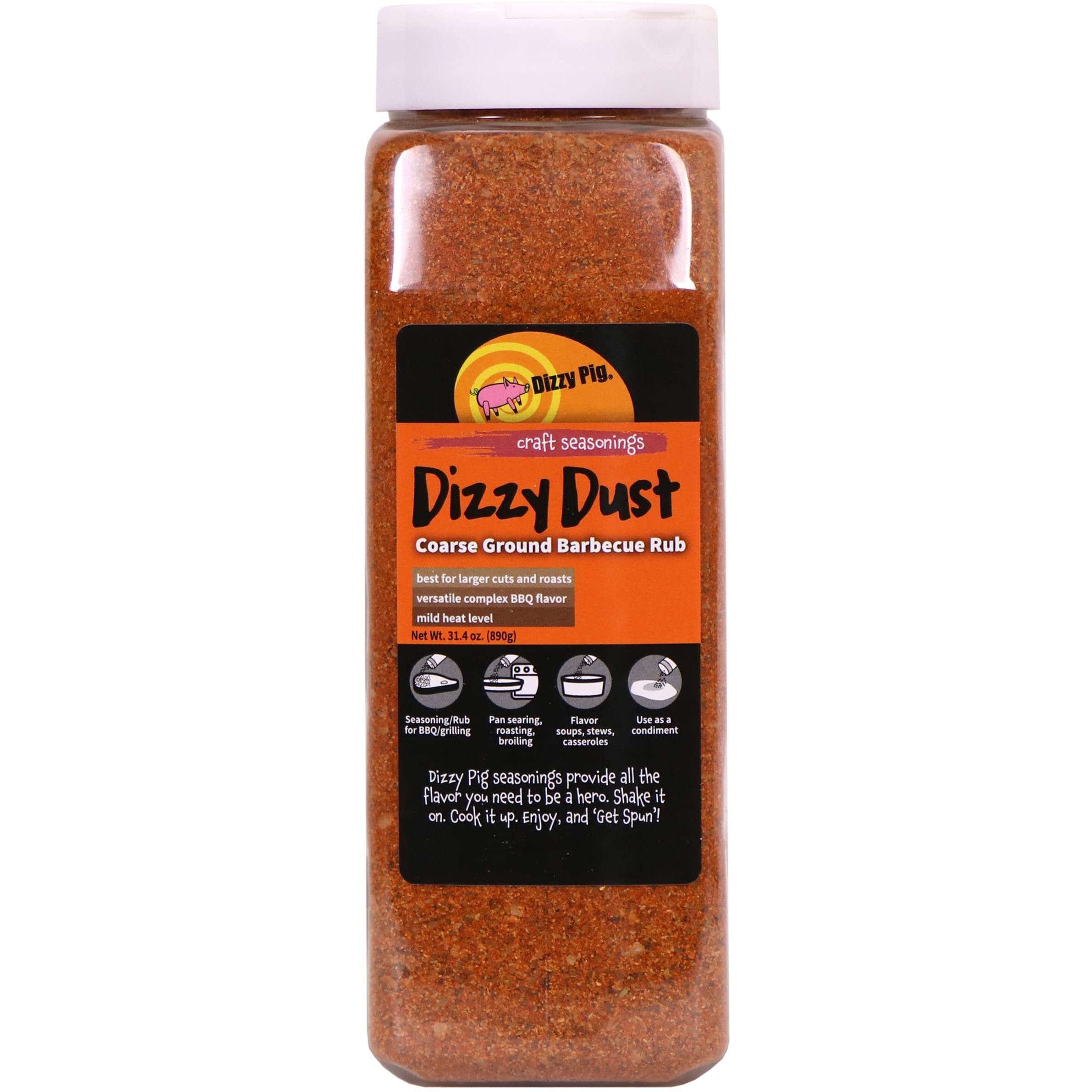 Dizzy Pig Coarse Grind Dizzy Dust All-Purpose Barbecue Seasoning Rub (Quart Shaker) - Seasons Around 120Lbs Of Food - Hand Made In The Usa - Msg Free, Gluten Free