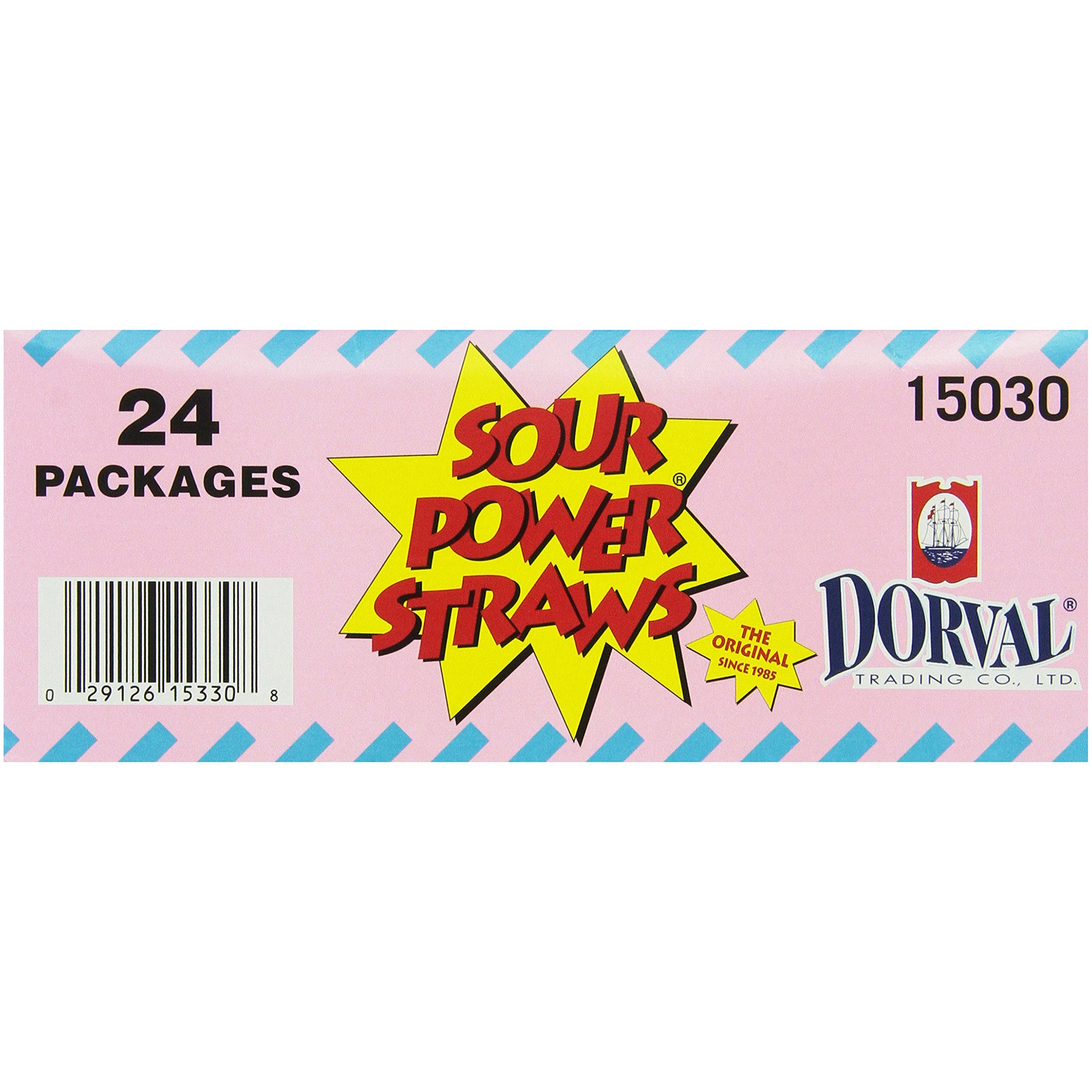 Sour Power Candy Straws Cotton Candy 1.75 Oz (Pack Of 24)