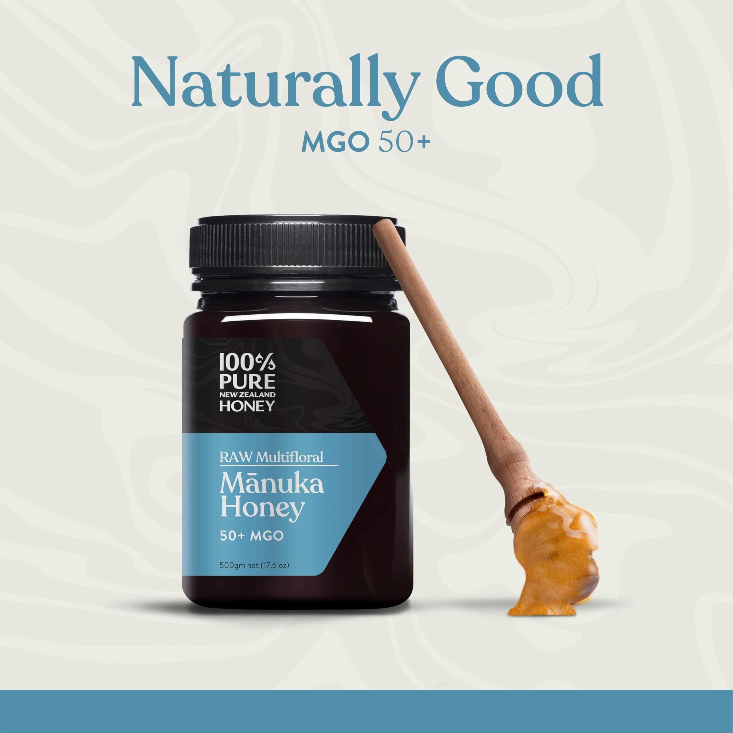 Manuka Honey New Zealand - Mgo 50+ Multifloral Manuka Honey, 100% Pure New Zealand Raw Manuka Honey, 17.6 Ounce (500G) (Pack Of 1)