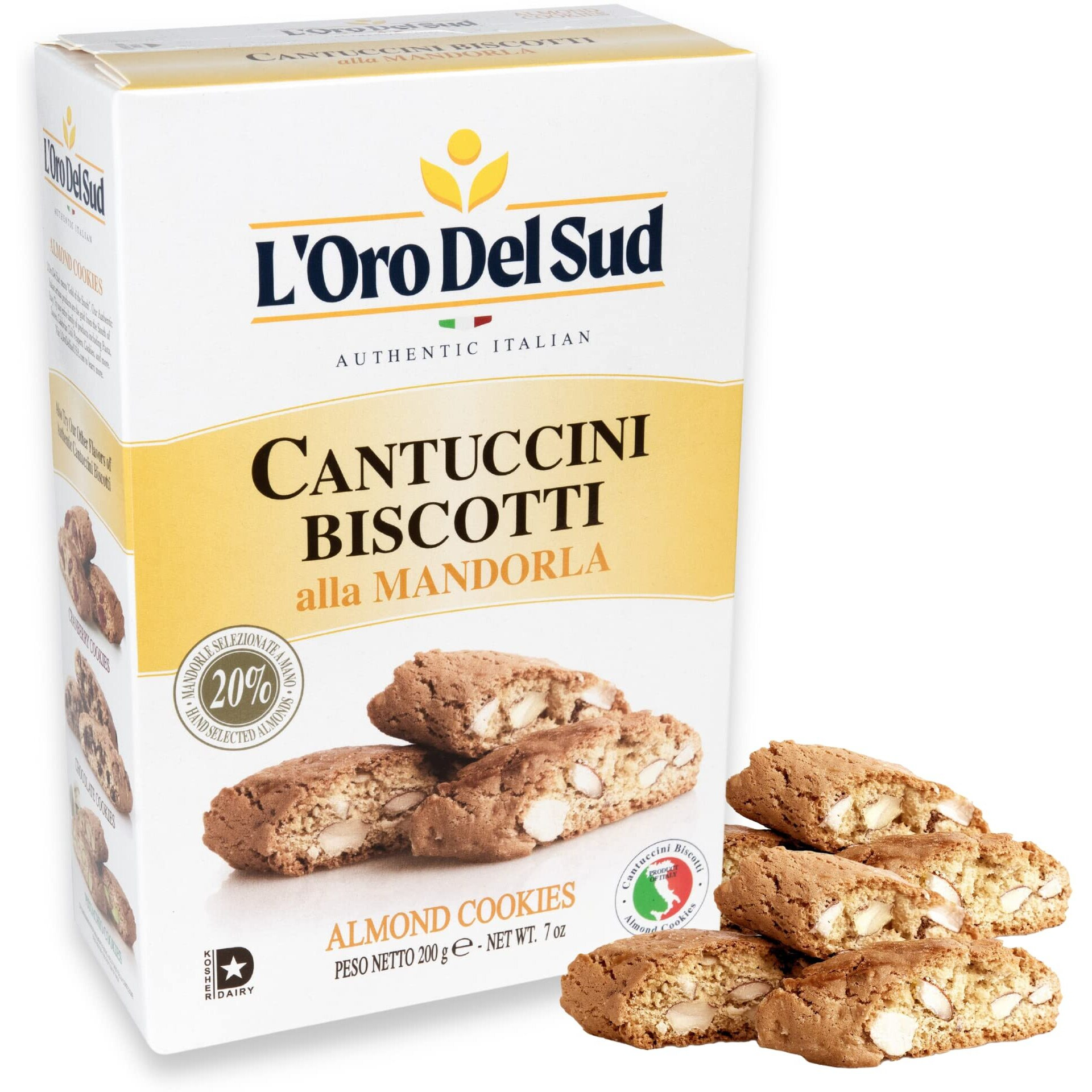 Traditional Almond Biscotti, Cantuccini D'Abruzzo, Italian Cookies Made With Real Quality Ingredients, 200 G, 7 Oz, L'Oro Del Sud