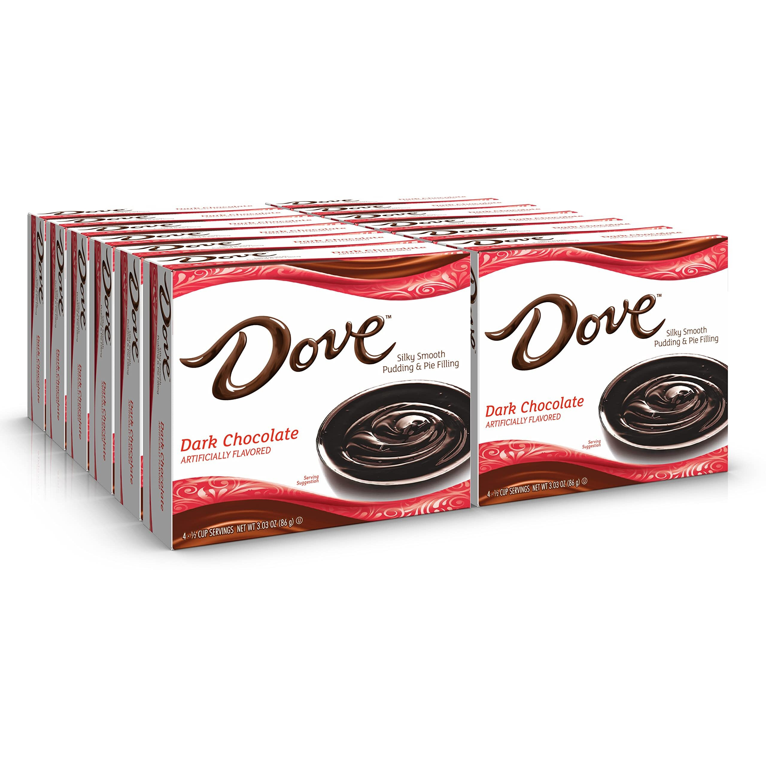Dove Dark Chocolate, Rich Indulgent Pudding Mix And Pie Filling, 4 Servings Per Box, Kosher, 3.34 Oz, 12 Count
