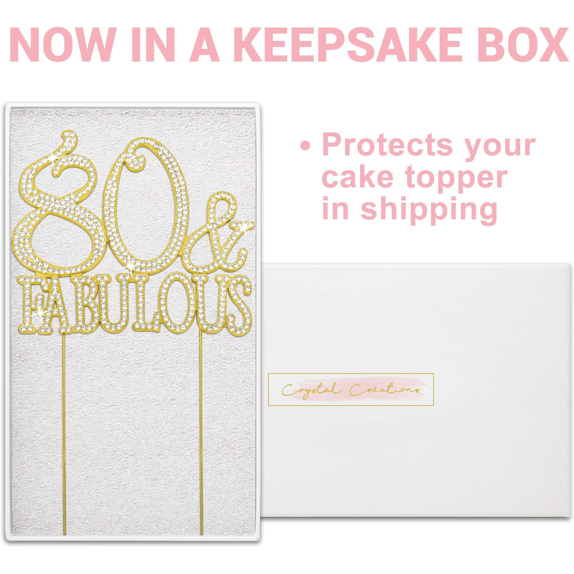 80 Cake Topper - Premium Gold Metal - 80 And Fabulous - 80Th Birthday Party Sparkly Rhinestone Decoration Makes A Great Centerpiece - Now Protected In A Box