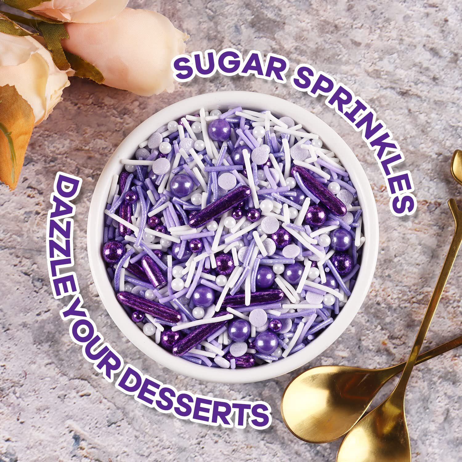 Purple Sprinkles For Cake Decorating, Cupcake, Cookies, Ice Cream Topper, Dreamy Purple Cake Sprinkles Baking, Perfect For Birthdays Party, New Years Eve, 7 Ounces