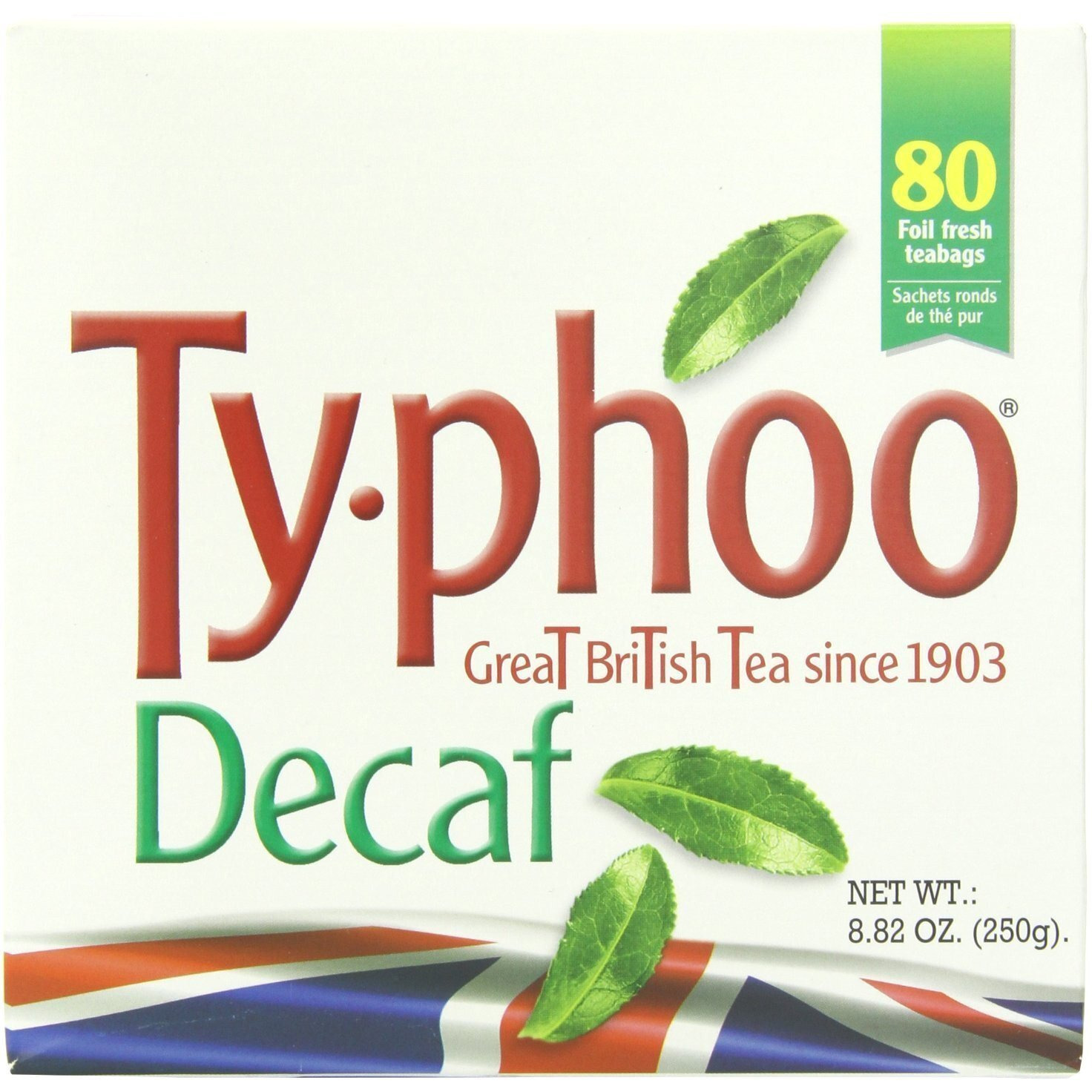 Typhoo British Tea, Decaf, Foil Fresh Teabags, 80 Count 160G
