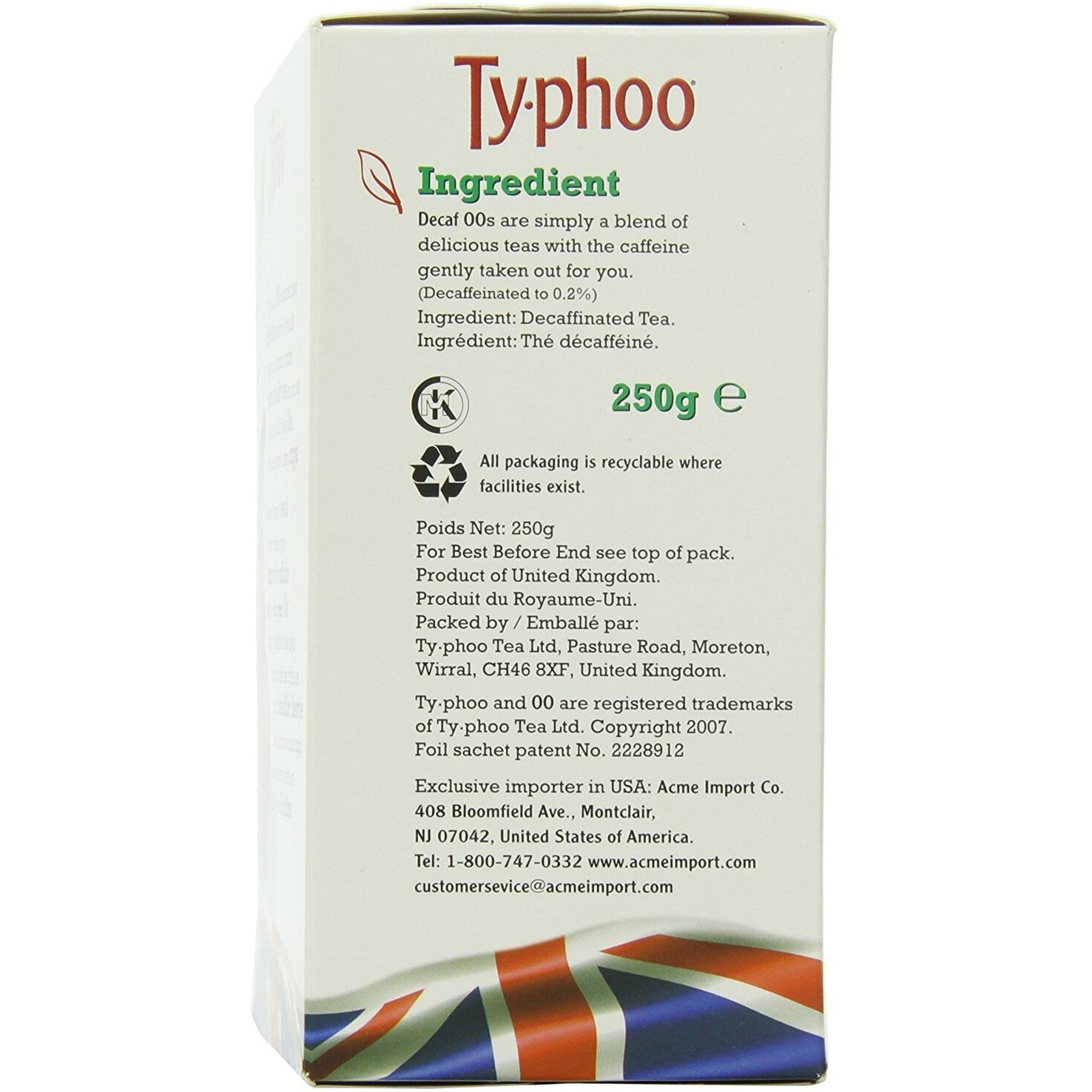 Typhoo British Tea, Decaf, Foil Fresh Teabags, 80 Count 160G