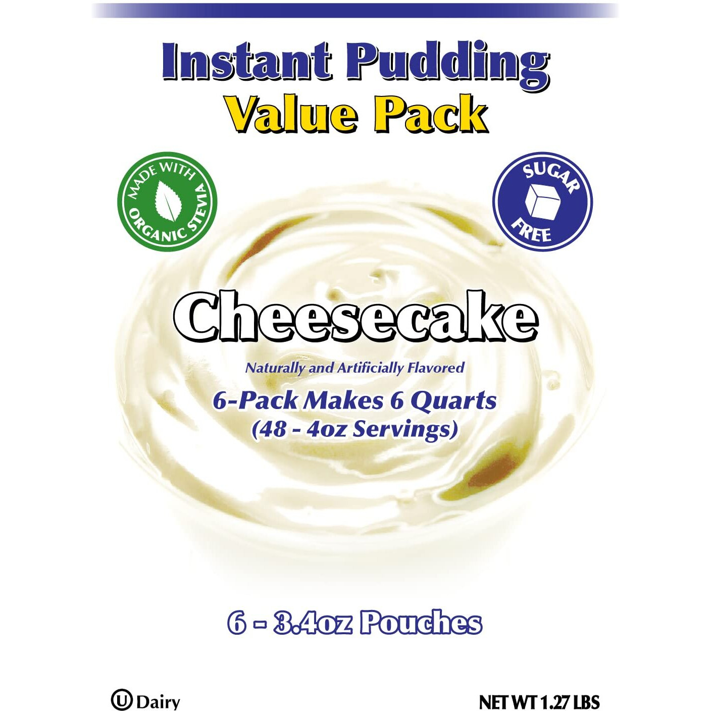 Gramzero Cheesecake Sugar Free Pudding Mix 6-Pack, Great For Nutrition Club Meal Replacement Shakes, Low Calorie Dessert, Stevia Sweetened
