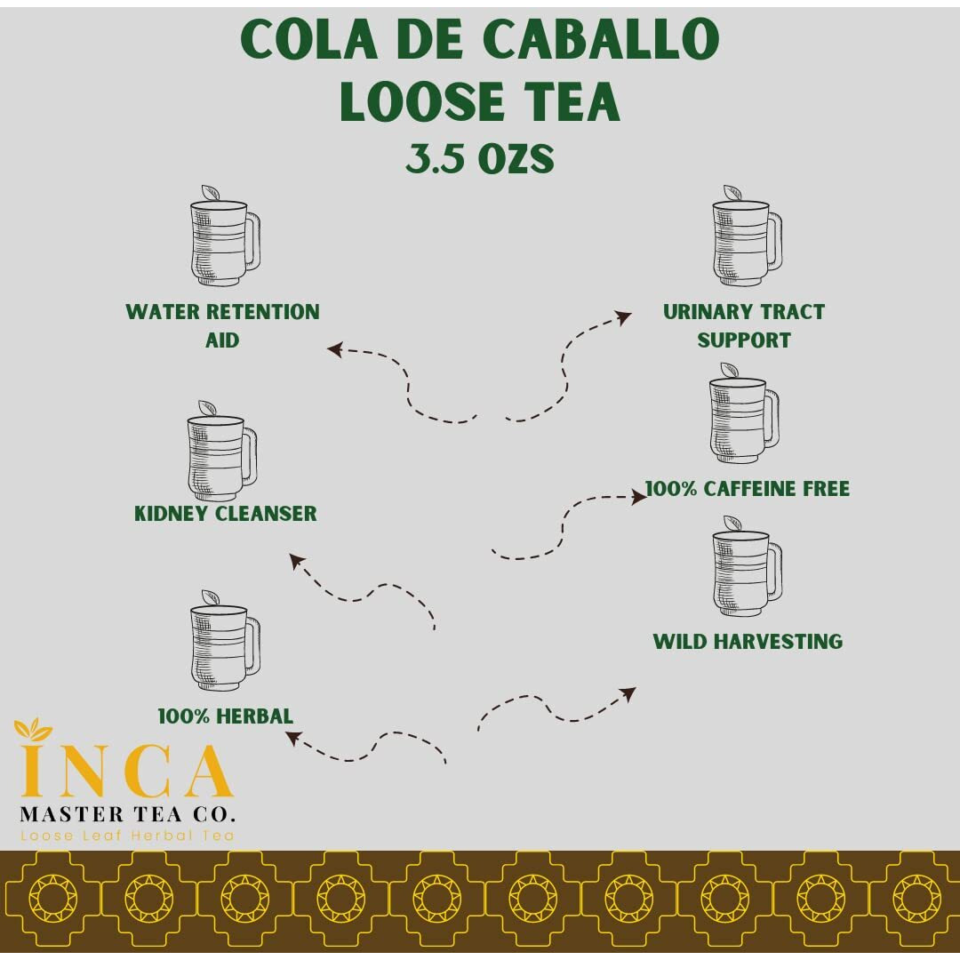 Inca Master Tea Cola De Caballo Hierba, Horsetail Tea In Loose Leaf Form - 3.5 Ounces Of Cola De Caballo Herbs - Sourced From Peru