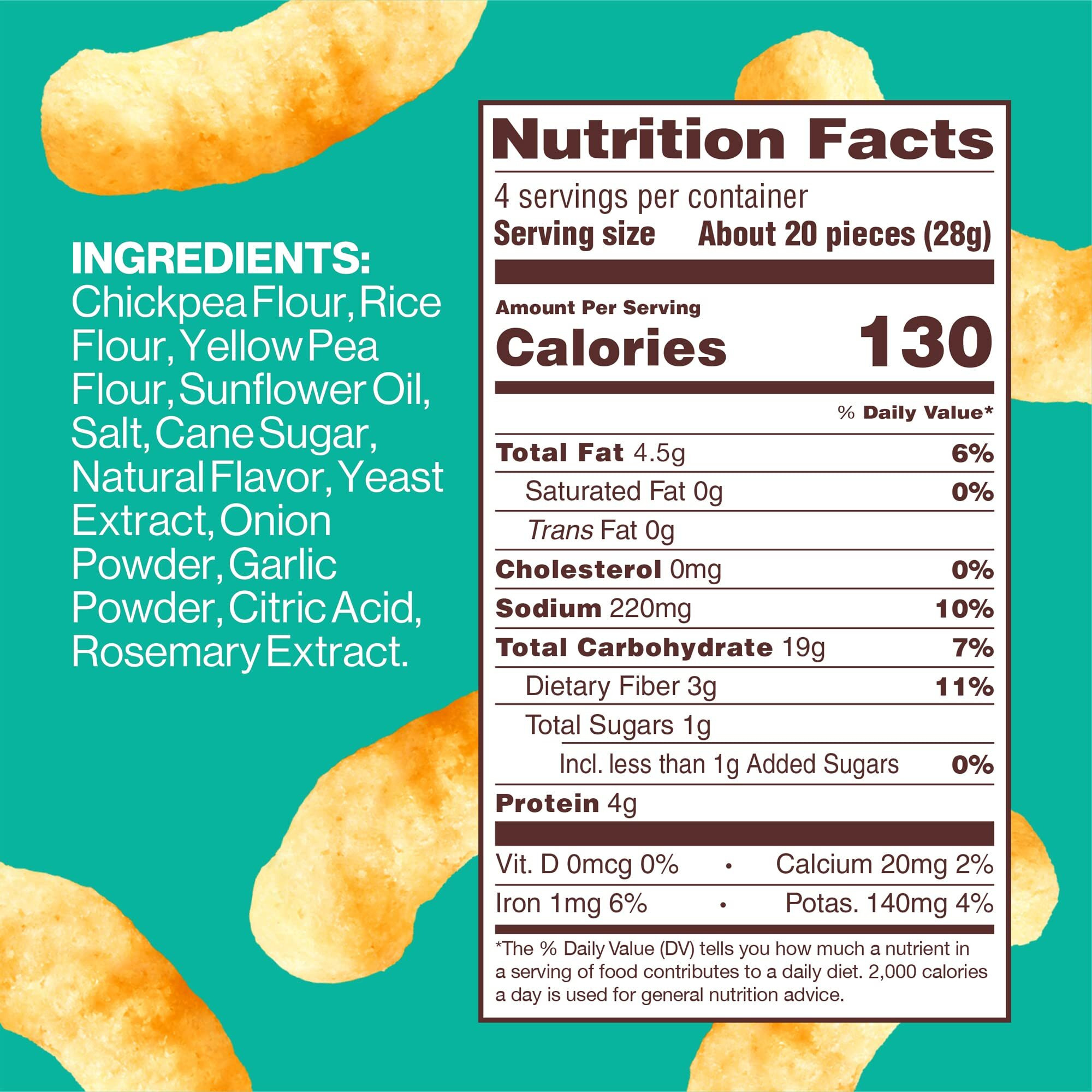 Hippeas Chickpea Puffs, Vegan White Cheddar, 4 Ounce (Pack Of 6), 4G Protein, 3G Fiber, Vegan, Gluten-Free, Crunchy, Plant Protein Snacks