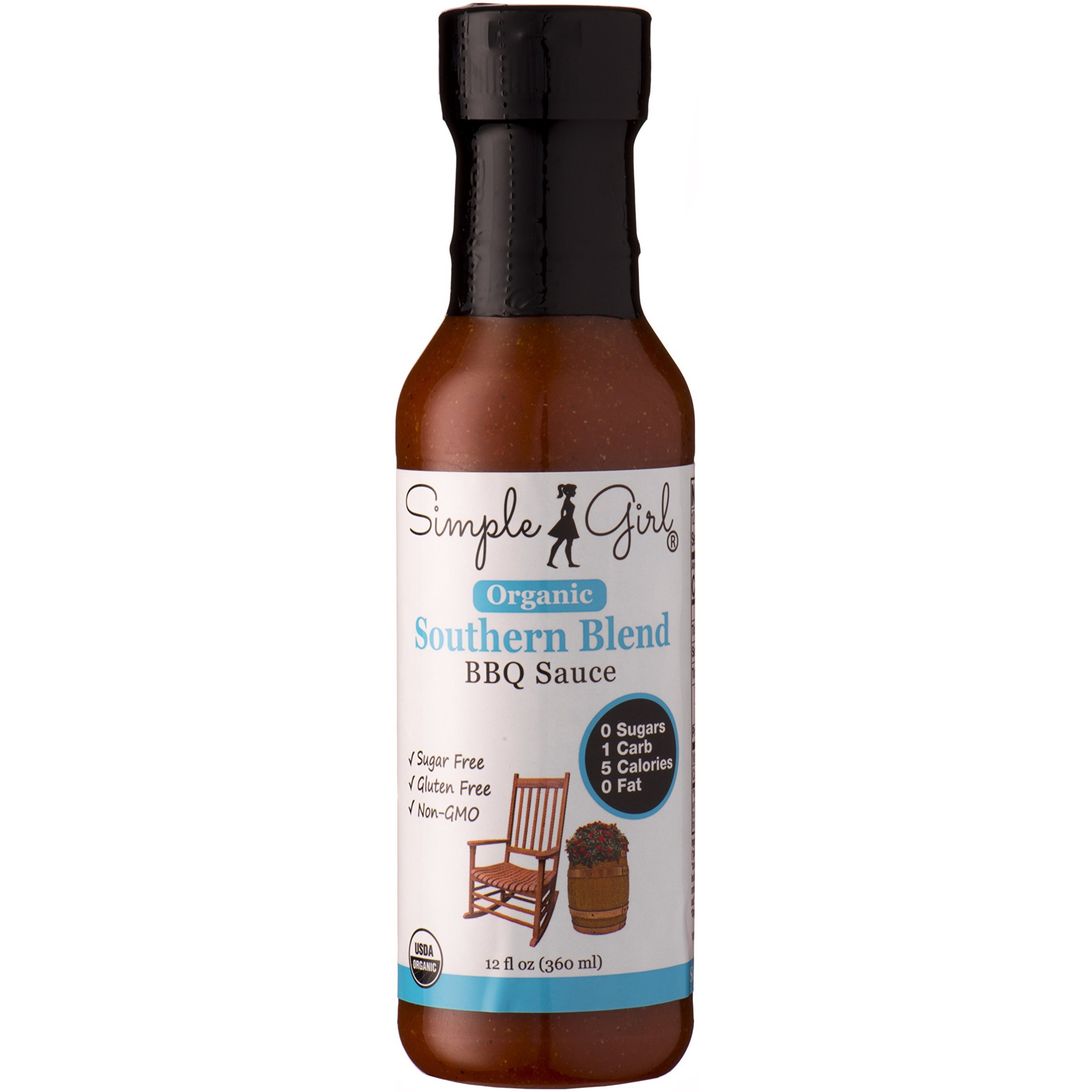 Simple Girl Organic Southern Blend Sugar Free Bbq Sauce - 12 Oz - Liven Up Your Healthy Diet - Certified Organic - Kosher - Gluten Free - Fits Keto Diet Or Low Carb Diet