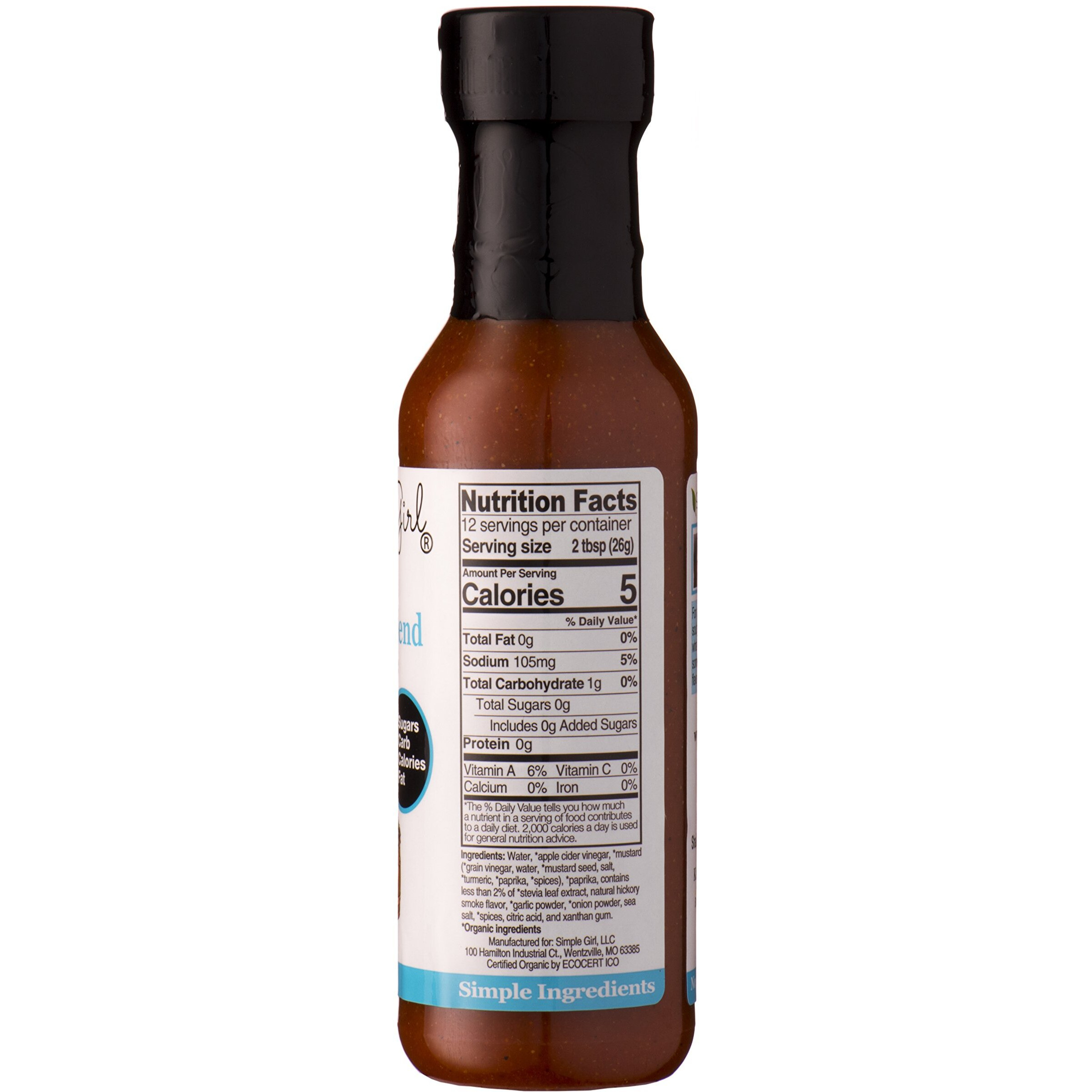 Simple Girl Organic Southern Blend Sugar Free Bbq Sauce - 12 Oz - Liven Up Your Healthy Diet - Certified Organic - Kosher - Gluten Free - Fits Keto Diet Or Low Carb Diet