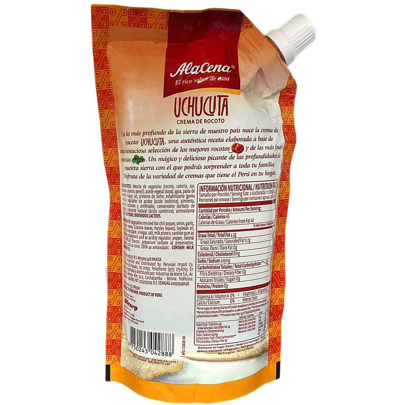 Alacena Crema De Rocoto Uchucuta 400 Gr. - Red Hot Chili Sauce - Peruvian Hot Sauce - 14.1 Oz. (2 Pack)