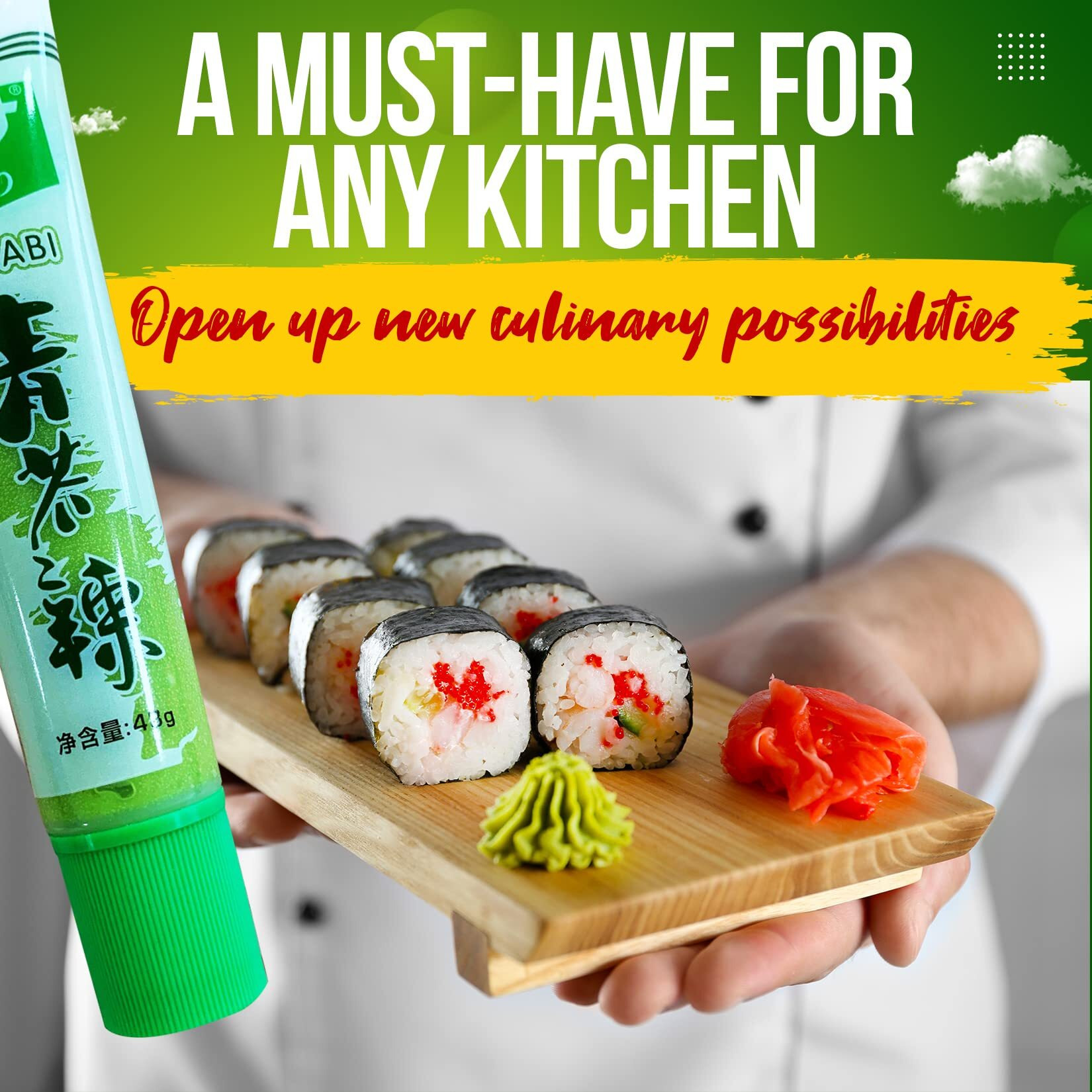 Fusion Select 2 Packs Real Authentic Japanese Wasabi Prepared In Tube For Sushi, Sashimi, Poke Bowl, Japanese Food