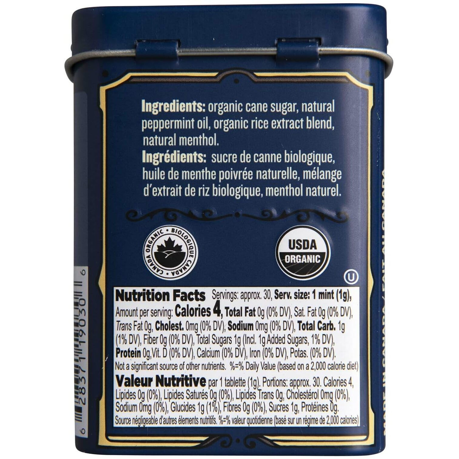 Clawhammer Organic Mints Strong Peppermint | Organic Cane Sugar, Natural Flavors, No Artificial Colors Or Sweeteners | Kosher Certified, Vegan, Gluten Free | Aspartame & Xylitol Free | 30 Count Tin (Pack Of 12)