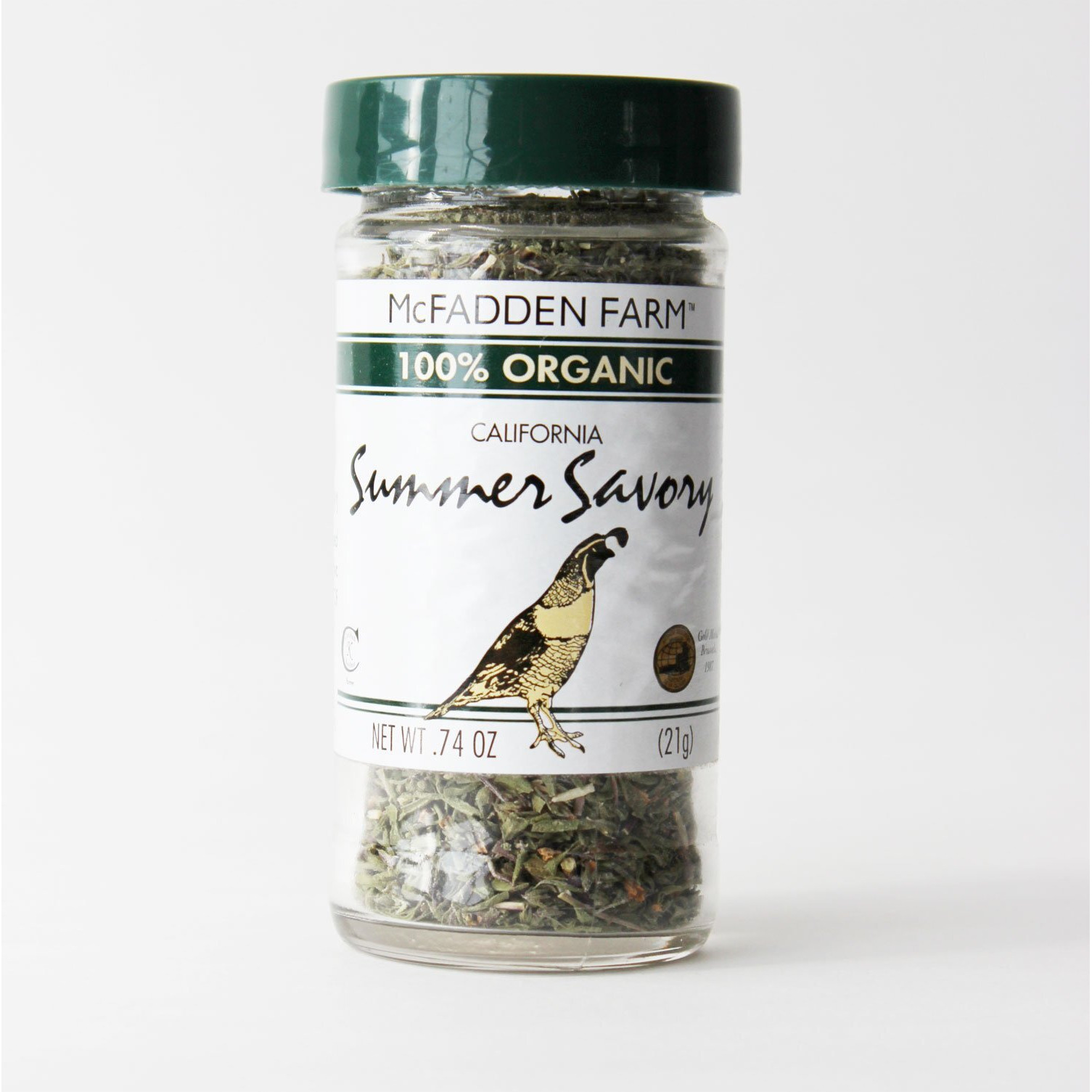 Mcfadden Farm Organic Summer Savory, Dried Herb, Grown And Packed In The U.S.A., 0.74 Oz. In Glass Jar