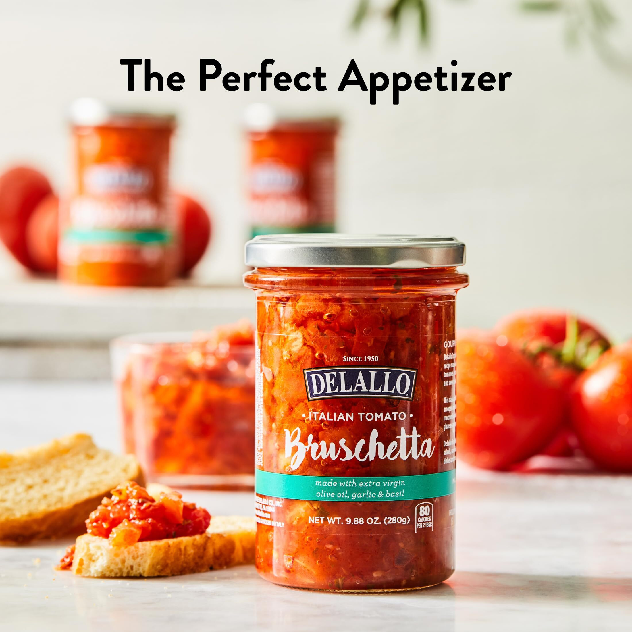 Delallo Italian Tomato Bruschetta Topping, 9.88 Ounce Jar, 3 Pack, Gourmet Dip Spread For Toast & Crackers, Made With Extra Virgin Olive Oil