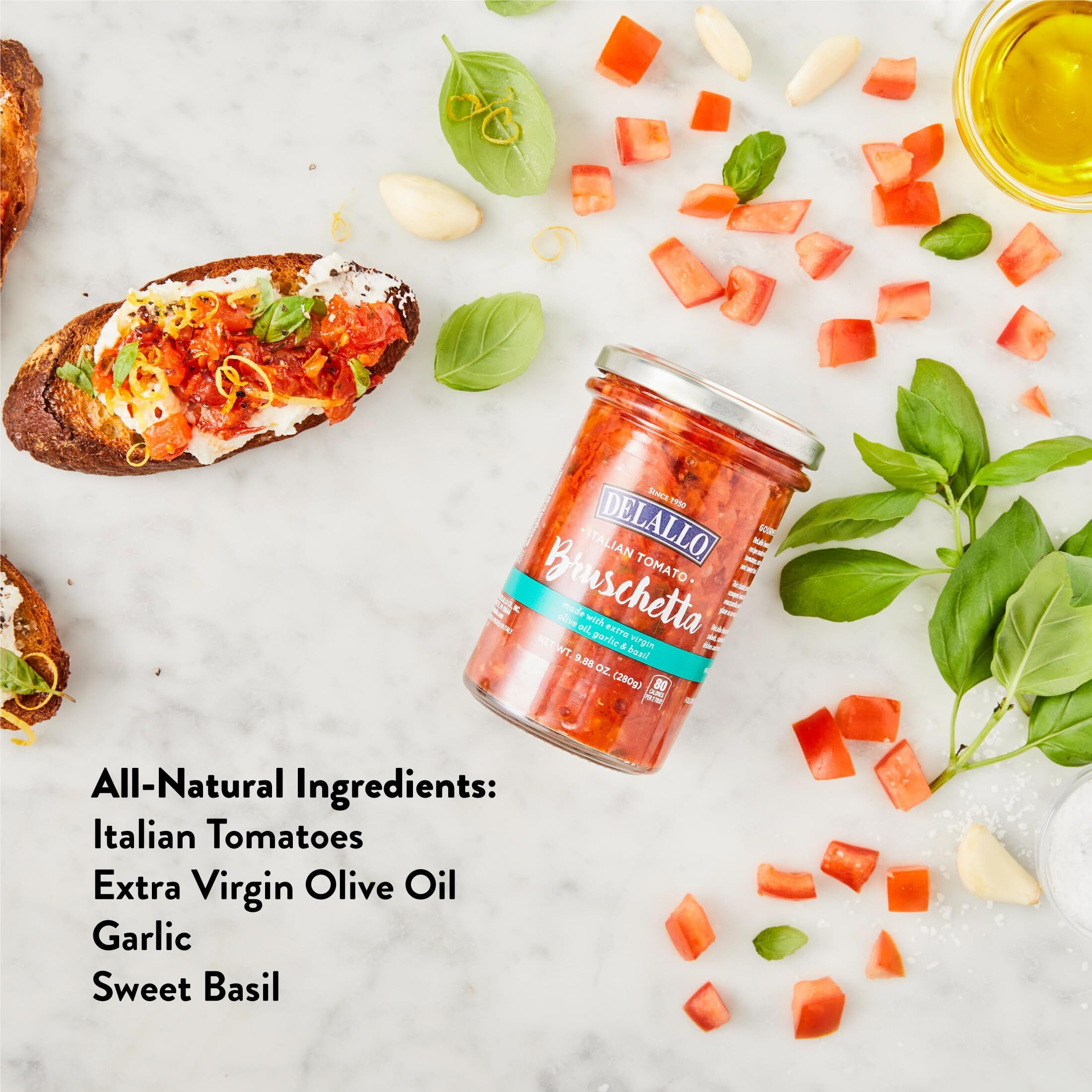 Delallo Italian Tomato Bruschetta Topping, 9.88 Ounce Jar, 3 Pack, Gourmet Dip Spread For Toast & Crackers, Made With Extra Virgin Olive Oil