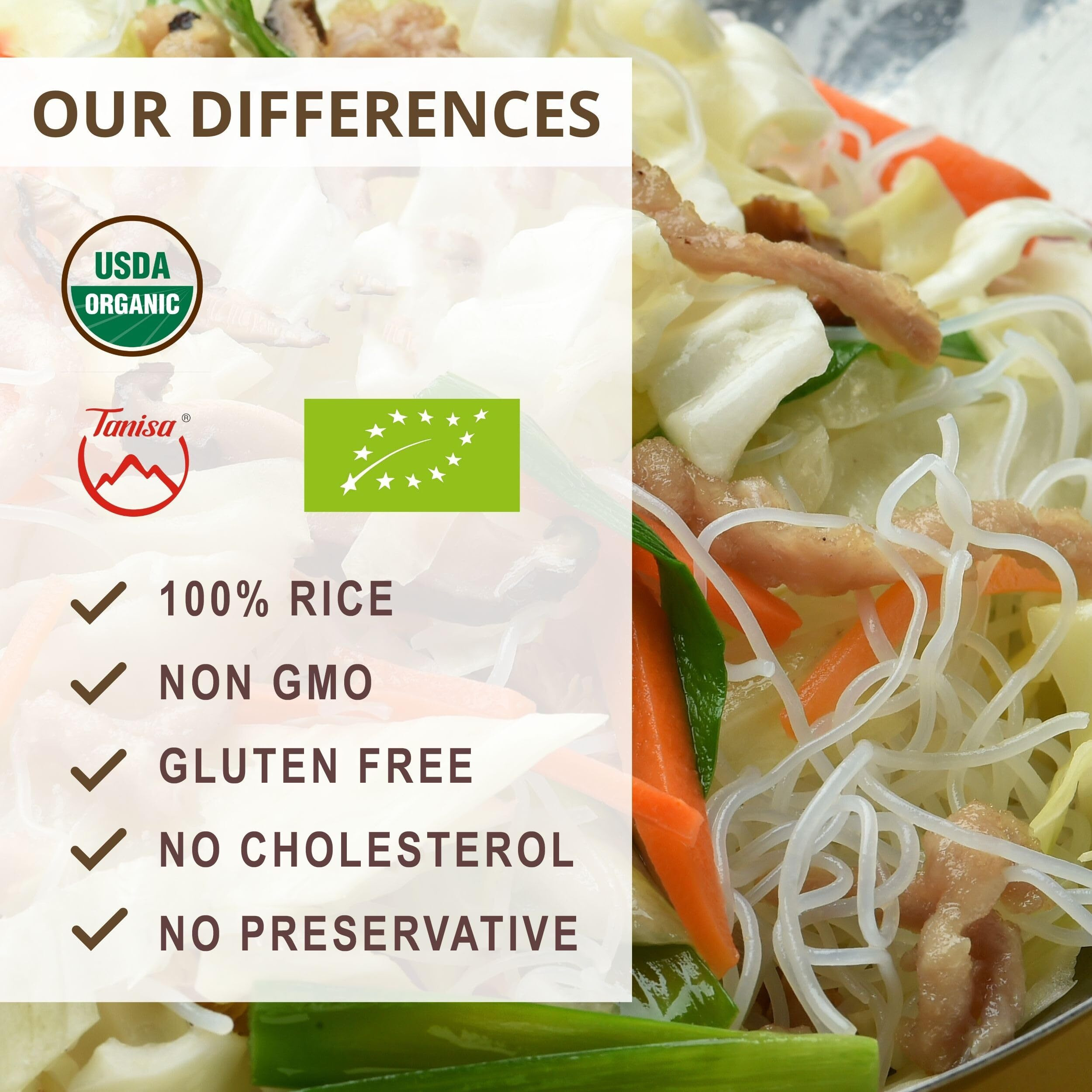 Tanisa Organic Vermicelli Rice Noodles, Whole Foods, Gluten Free Ramen Noodles, Vietnamese Rice Noodles For Asian Food, Healthy Vegan Vermicelli Noodles (Organic White, 1 Pack)