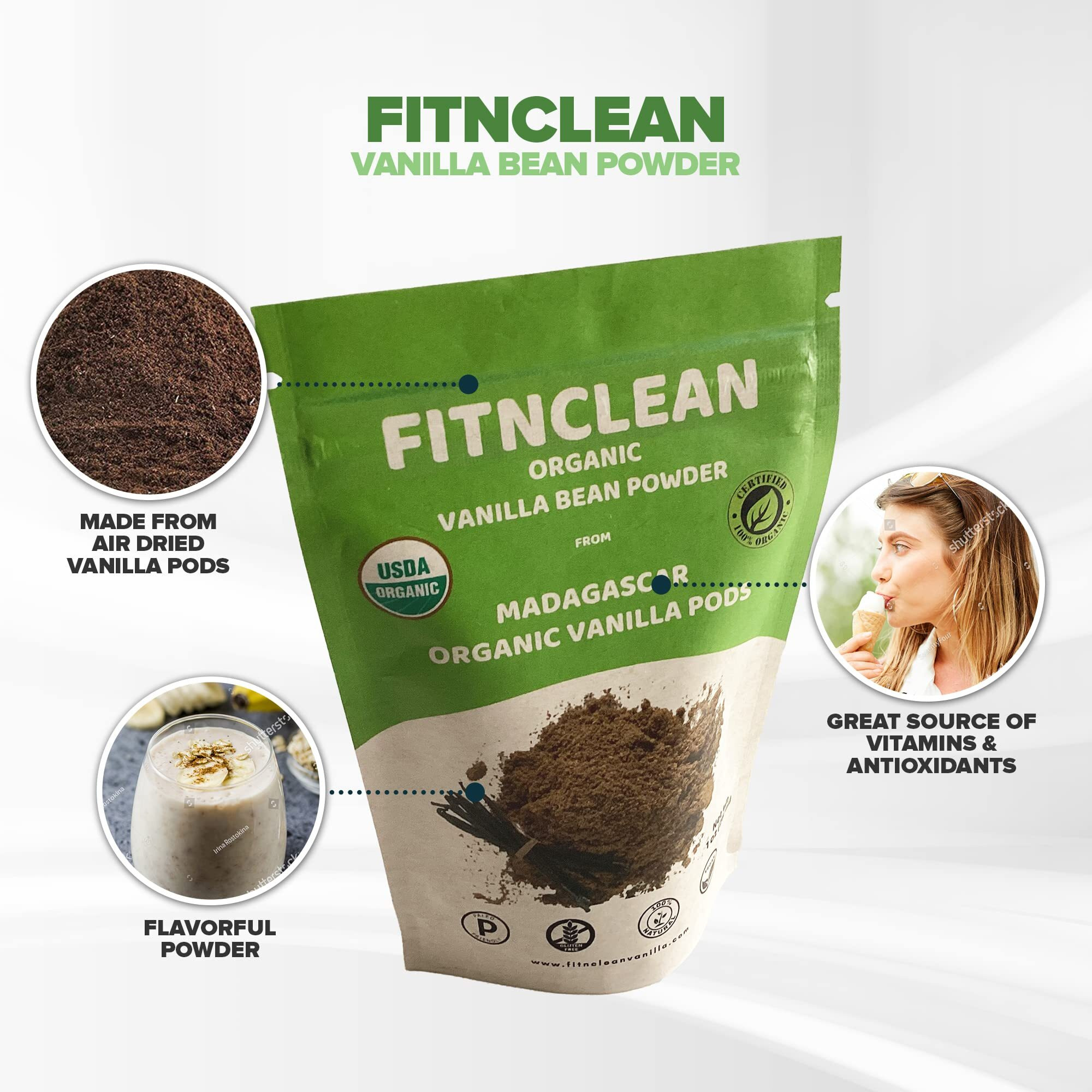 1Oz Certified Usda Organic Madagascar Vanilla Bean Powder. Raw Natural Pure Unsweetened No Additives Non-Gmo