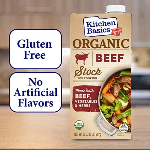Kitchen Basics Organic Beef Stock, Heart Healthy, No Msg, Usda Certified Organic, Gluten Free, 32 Ounce (Pack Of 12)