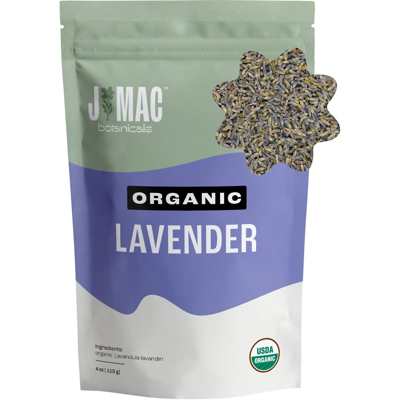 J Mac Botanicals, Organic Lavender Flower (4 Oz), Dried Lavender Flowers, Buds, Manufactured In The Usa