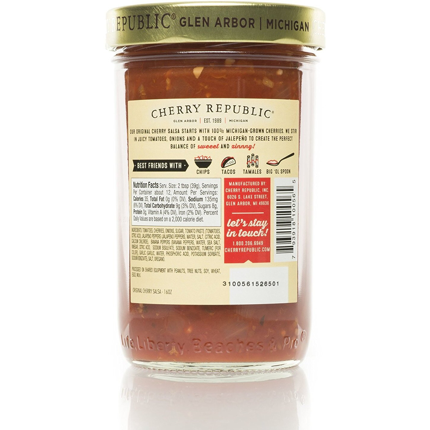 Cherry Republic Original Cherry Salsa - Medium Heat Salsa Mix With Authentic Michigan Cherries - Sweet & Spicy Fruit Salsa - Works Great As A Recipe Ingredient & Dip - 16 Ounces