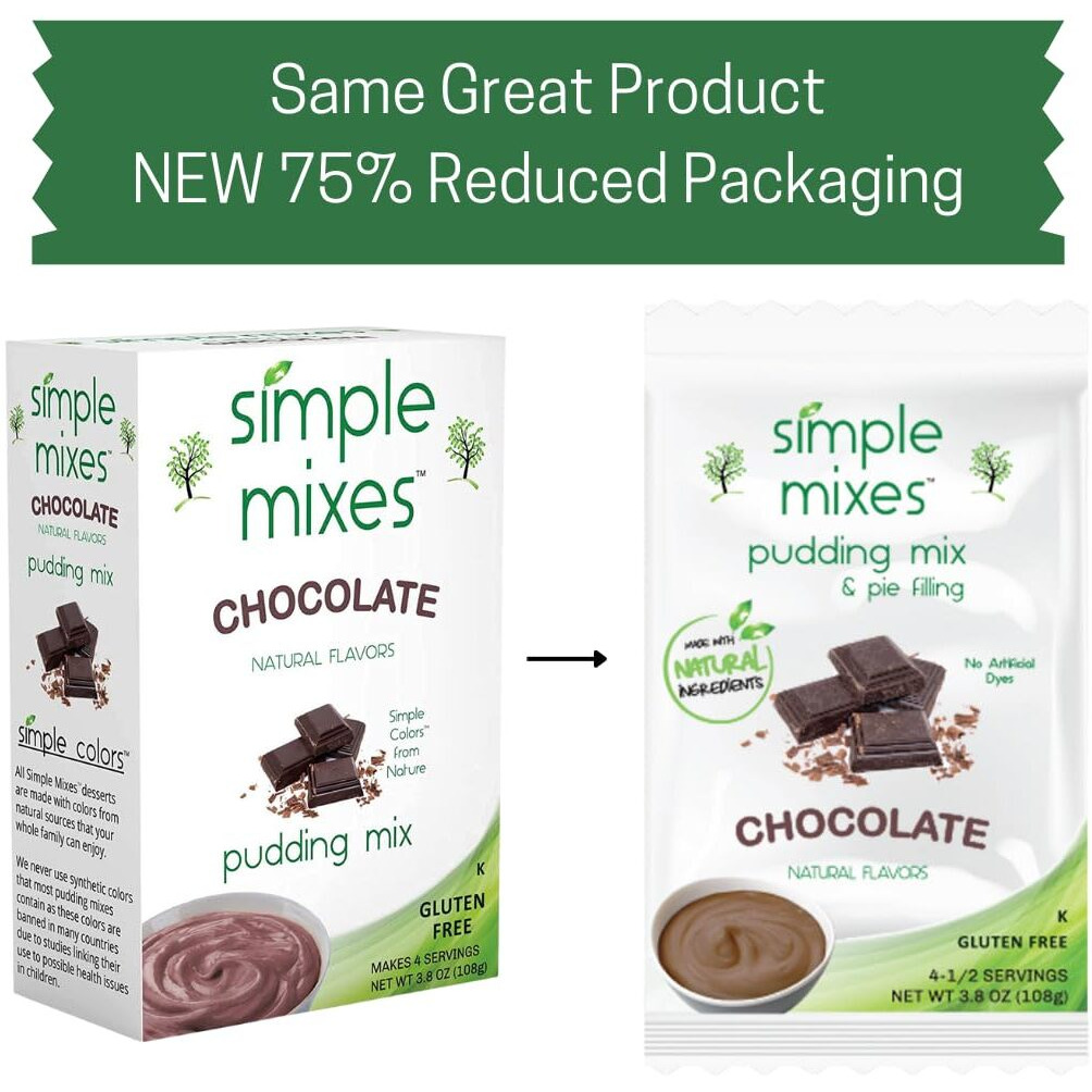 Simple Mixes Natural Instant Pudding Mix, Chocolate, 3.4 Ounce, Pack Of 6