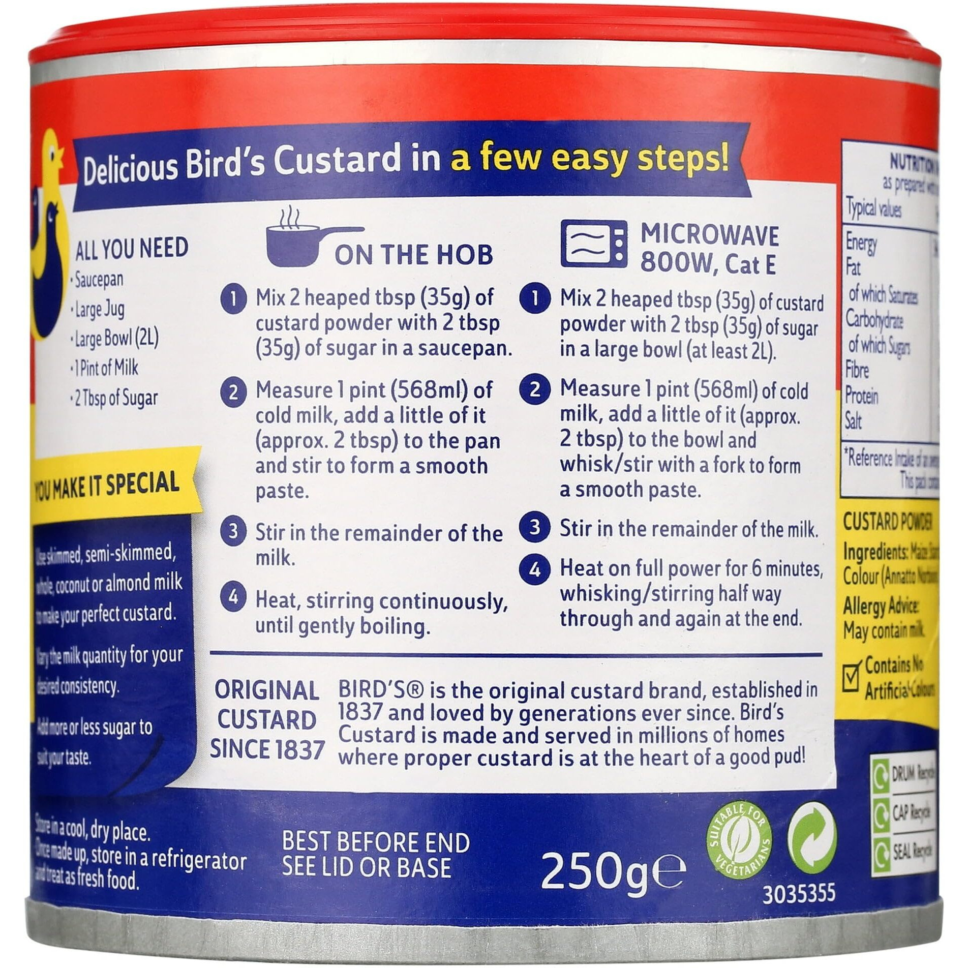 Bird's Custard Powder, 250G (1 Pack)