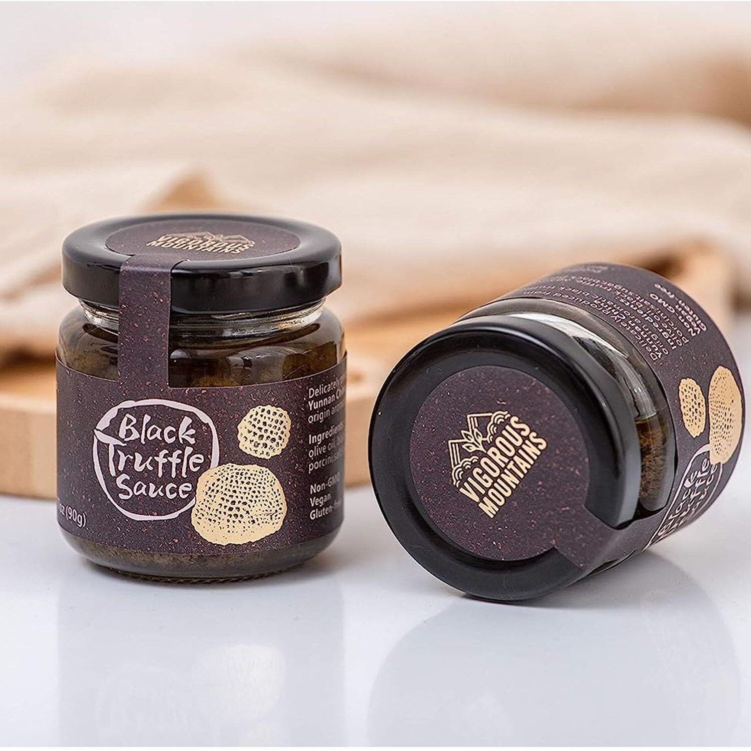 Vigorous Mountains Black Truffle Paste - 3.17 Oz Vegan Pesto Pasta Sauce Seasoning In Extra Virgin Olive Oil