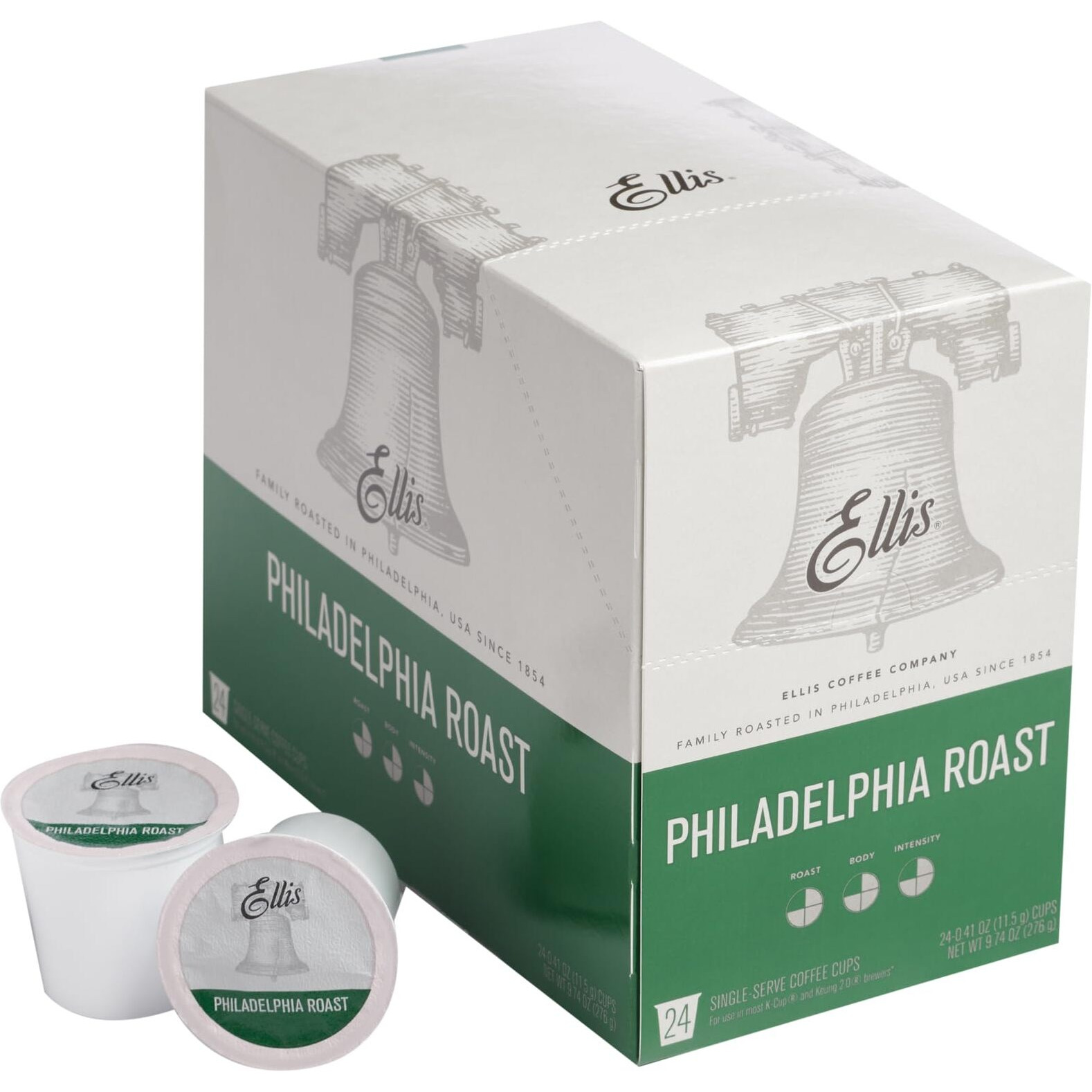 Ellis Coffee - Philadelphia Roast - Medium Roast - Single Serve Coffee Pods - For Use In Most K-Cups And Keurig 2.0 Brewers - 24 Coffee Pods