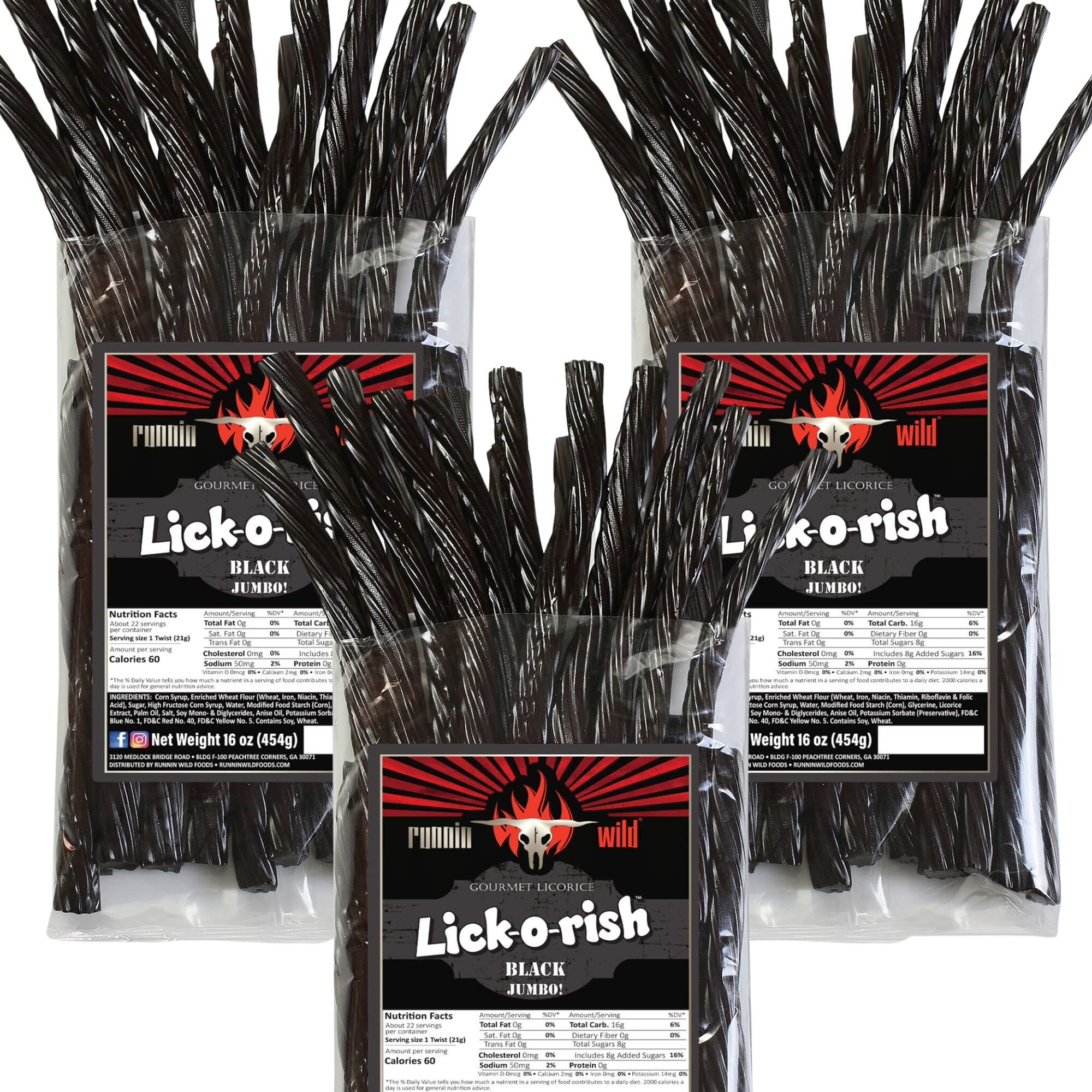 Black Licorice Candy | Lick-O-Rish 3 Pounds Total (Set Of 3 Bags, 1 Pound Each)