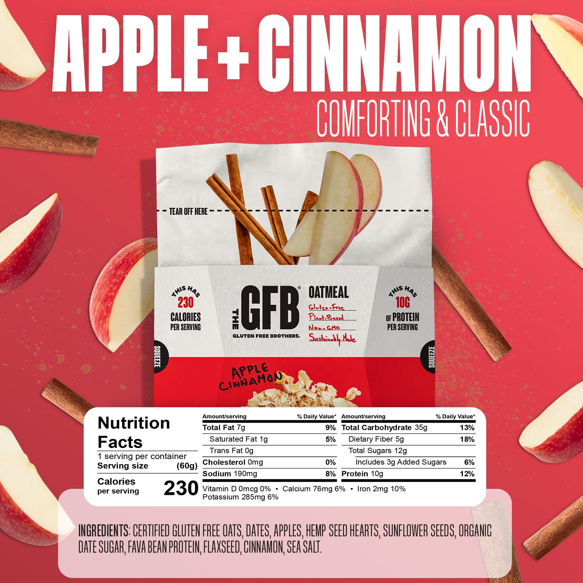 The Gluten Free Brothers Protein Oatmeal Variety Pack- Gluten Free Apple Cinnamon And Maple Raisin Oatmeal Pouches - Instant Hot Breakfast Cereal In A Pop-Up Cup - Non Gmo, Soy Free, 2 Oz (6 Count)